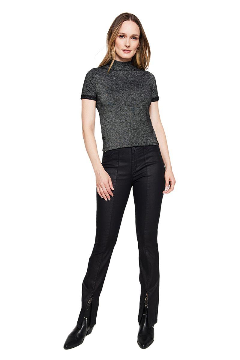 Polera Mujer Manga Corta Beatle 4381 Negra Amalia Jeans-3