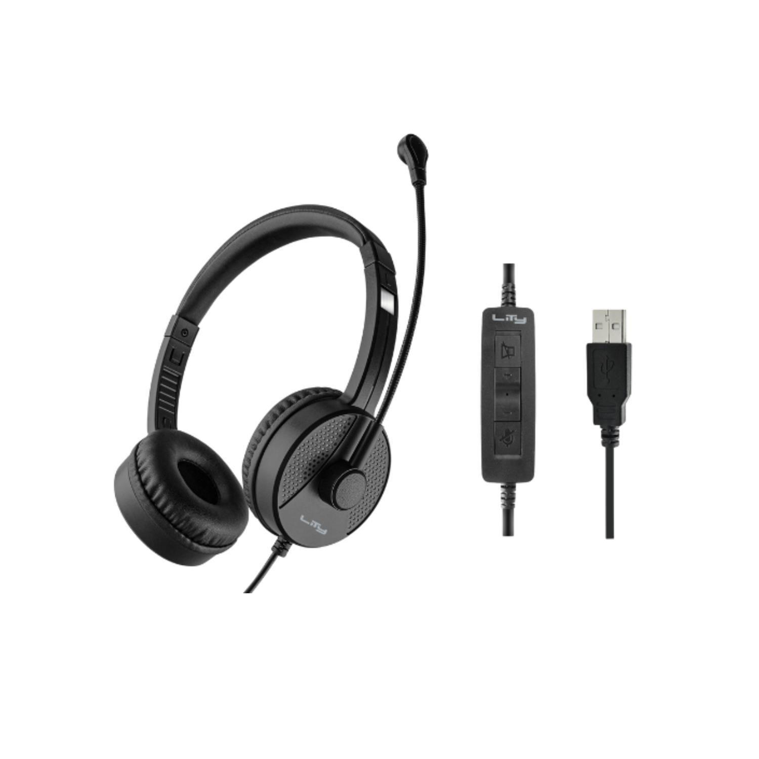 Audífonos Headset C/Cable USB-C Micrófono HC11P Negro Lity-3