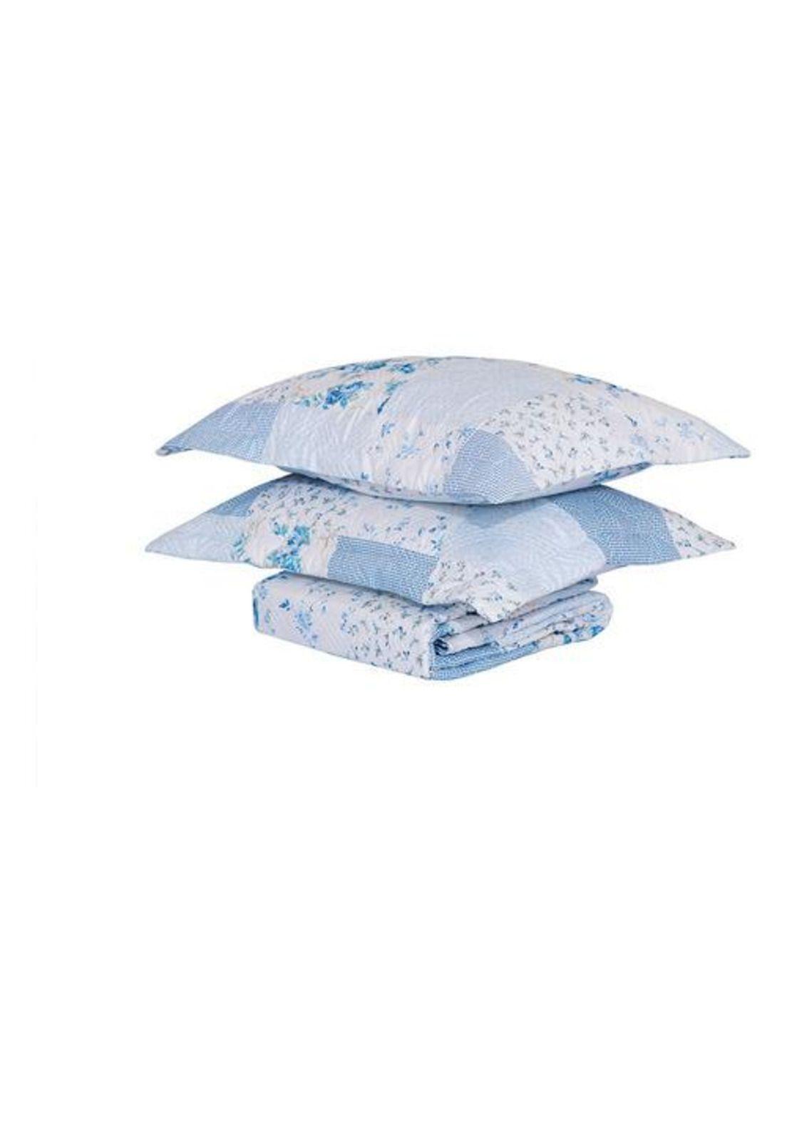 Quilt Andes Estampado Patchwork Celeste 1.5 Plazas-2