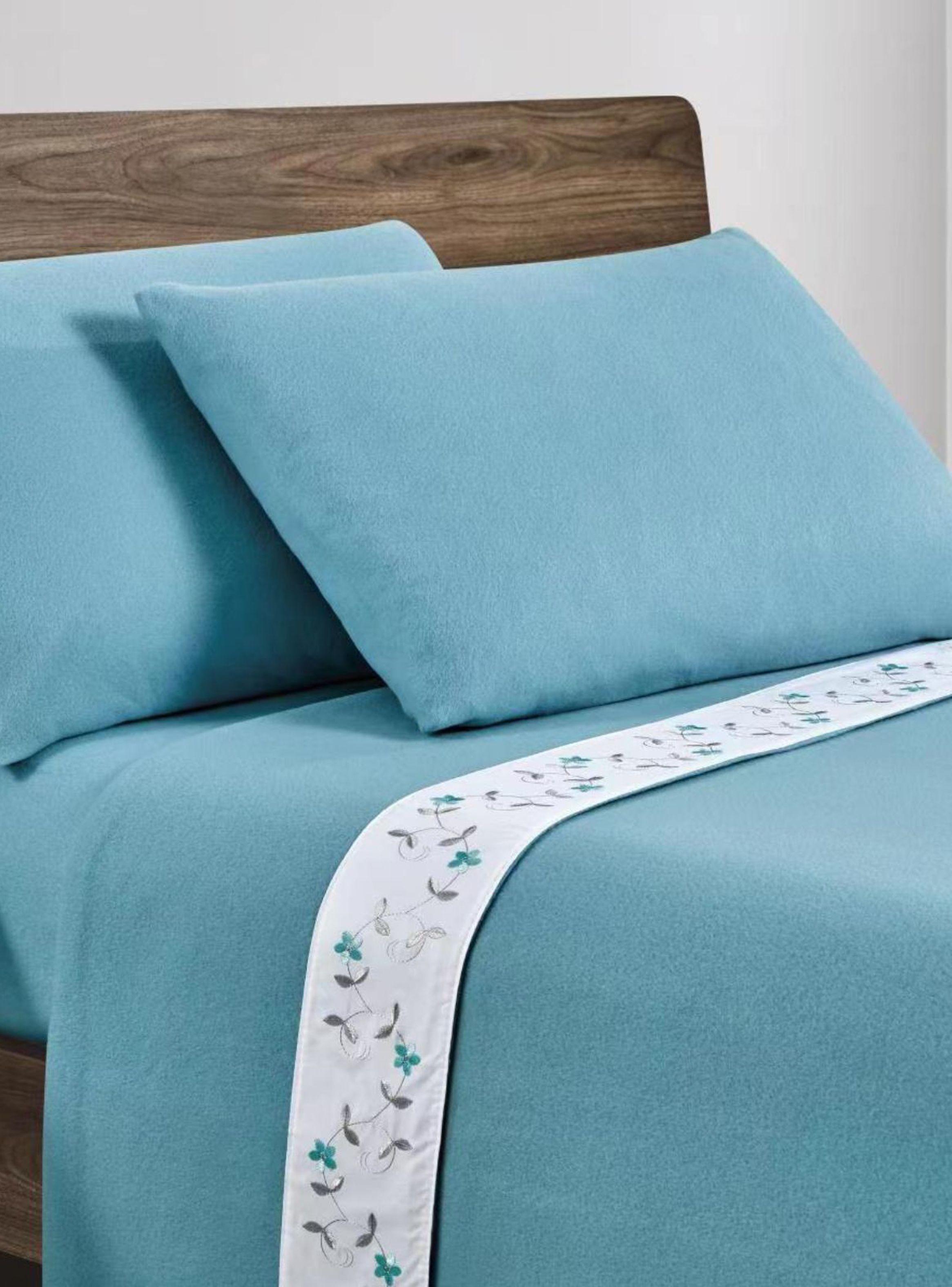 SABANA ANDES POLAR BORDADA FLOR TURQUESA 2 PLAZA-0