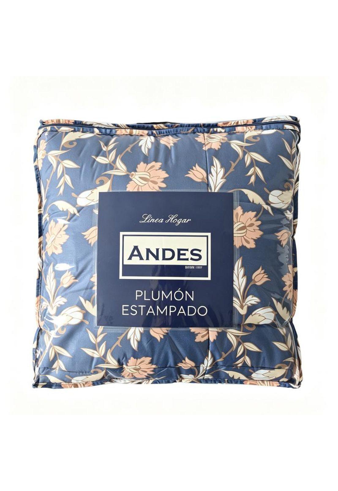 PLUMON ANDES ESTAMPADO FLOR AZUL 26 1.5 PLAZAS-2