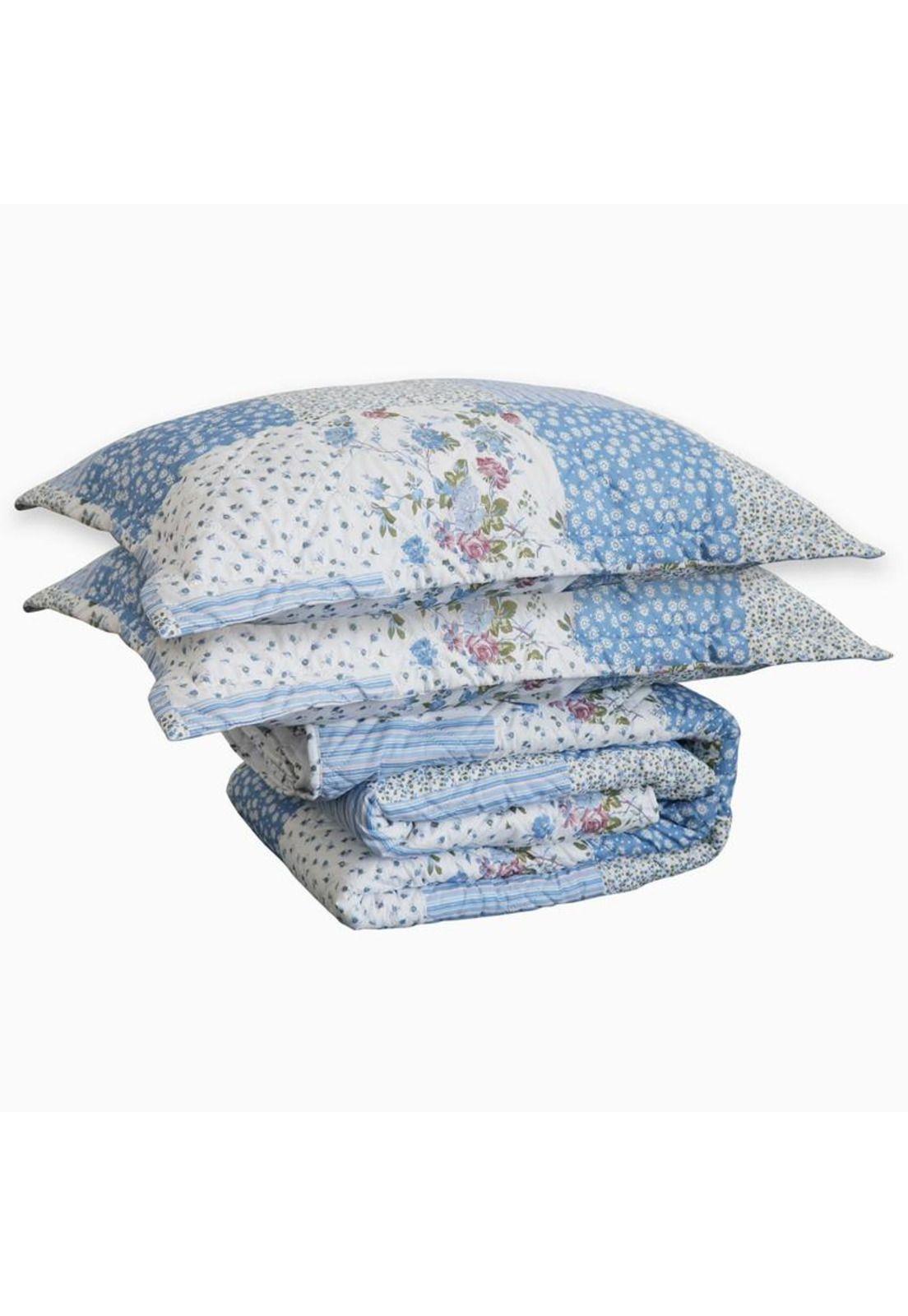 QUILT ANDES SHERPA ESTAMPADO PATCHWORK CELESTE 2 PL-1