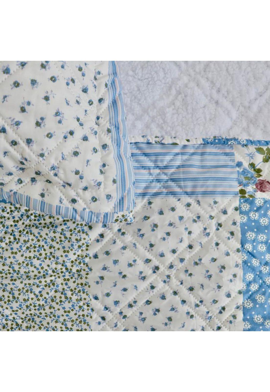 QUILT ANDES SHERPA ESTAMPADO PATCHWORK CELESTE 2 PL-2