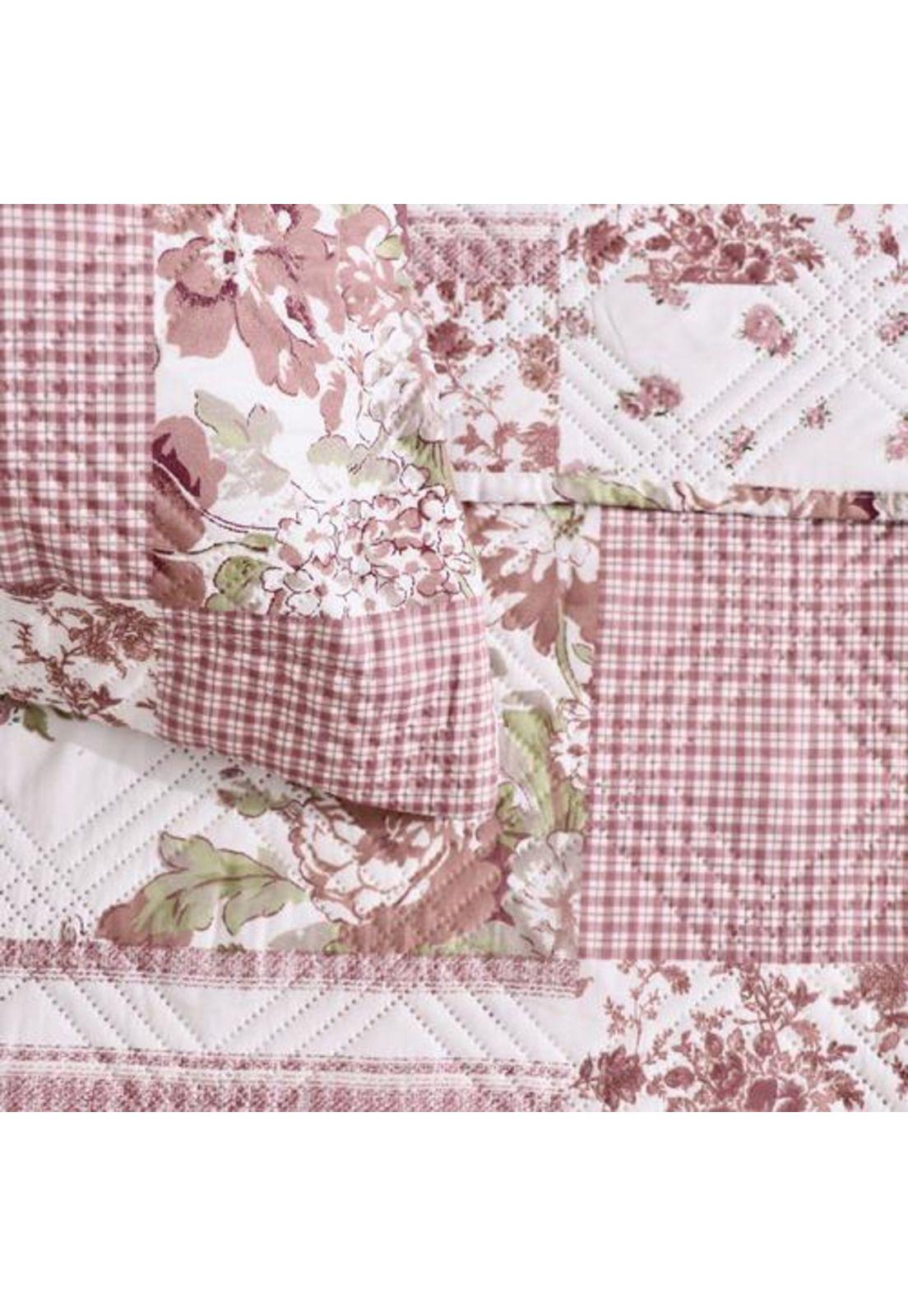 Quilt Andes Estampado Patchwork Rosado 1,5 Plazas-1