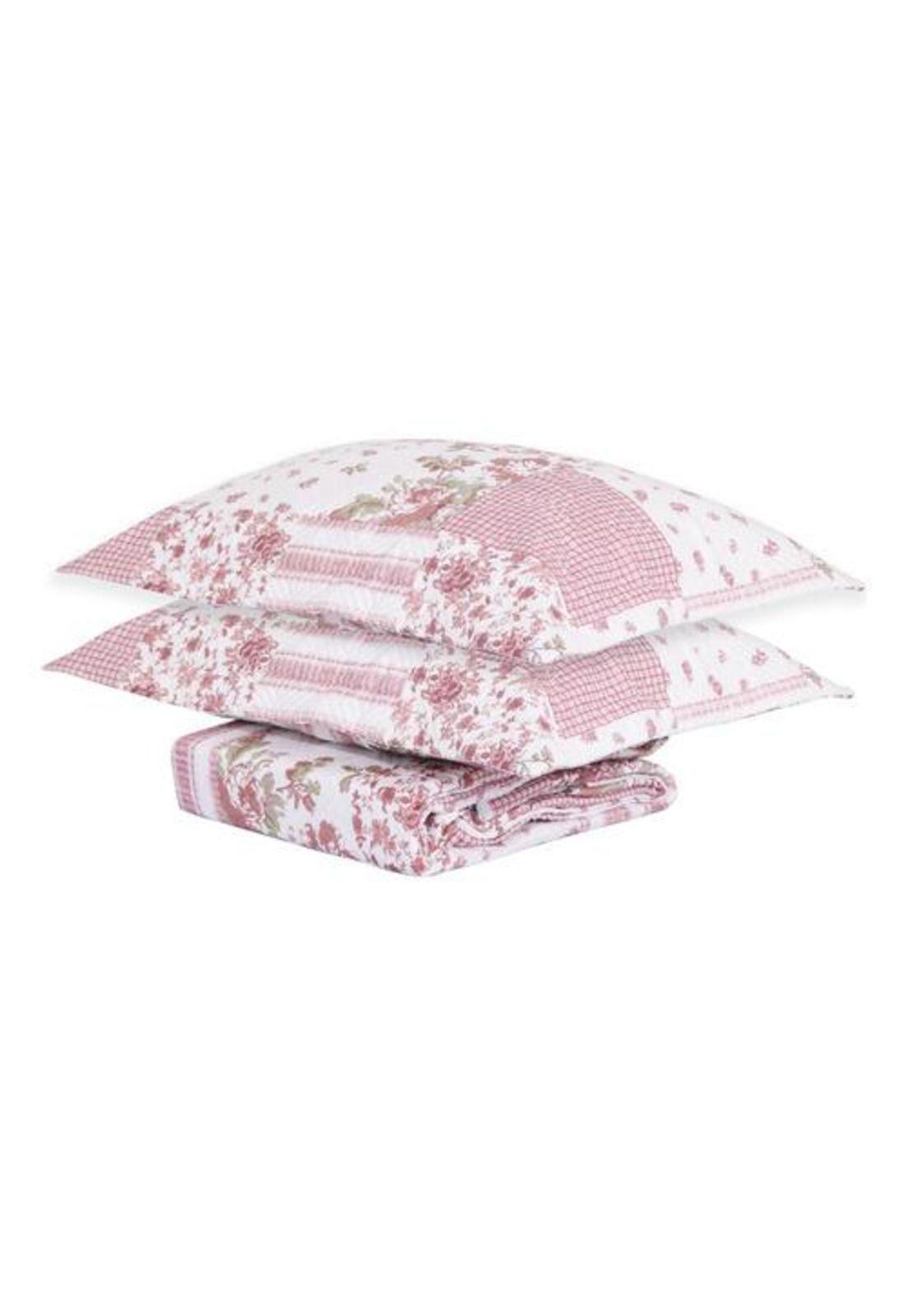 Quilt Andes Estampado Patchwork Rosado 1,5 Plazas-2