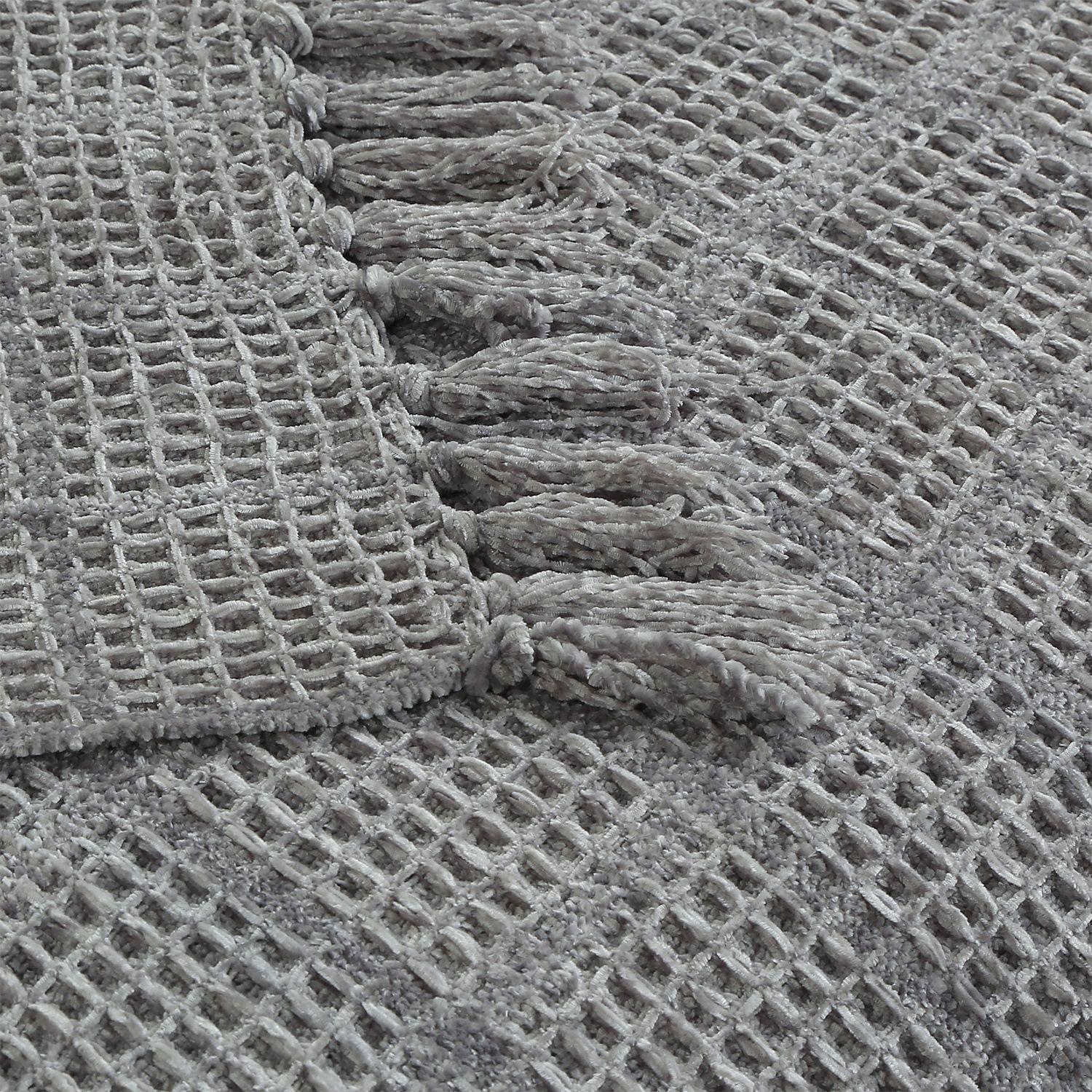 MANTA ANDES CUADRO 125X175  GRIS OSCURO-2