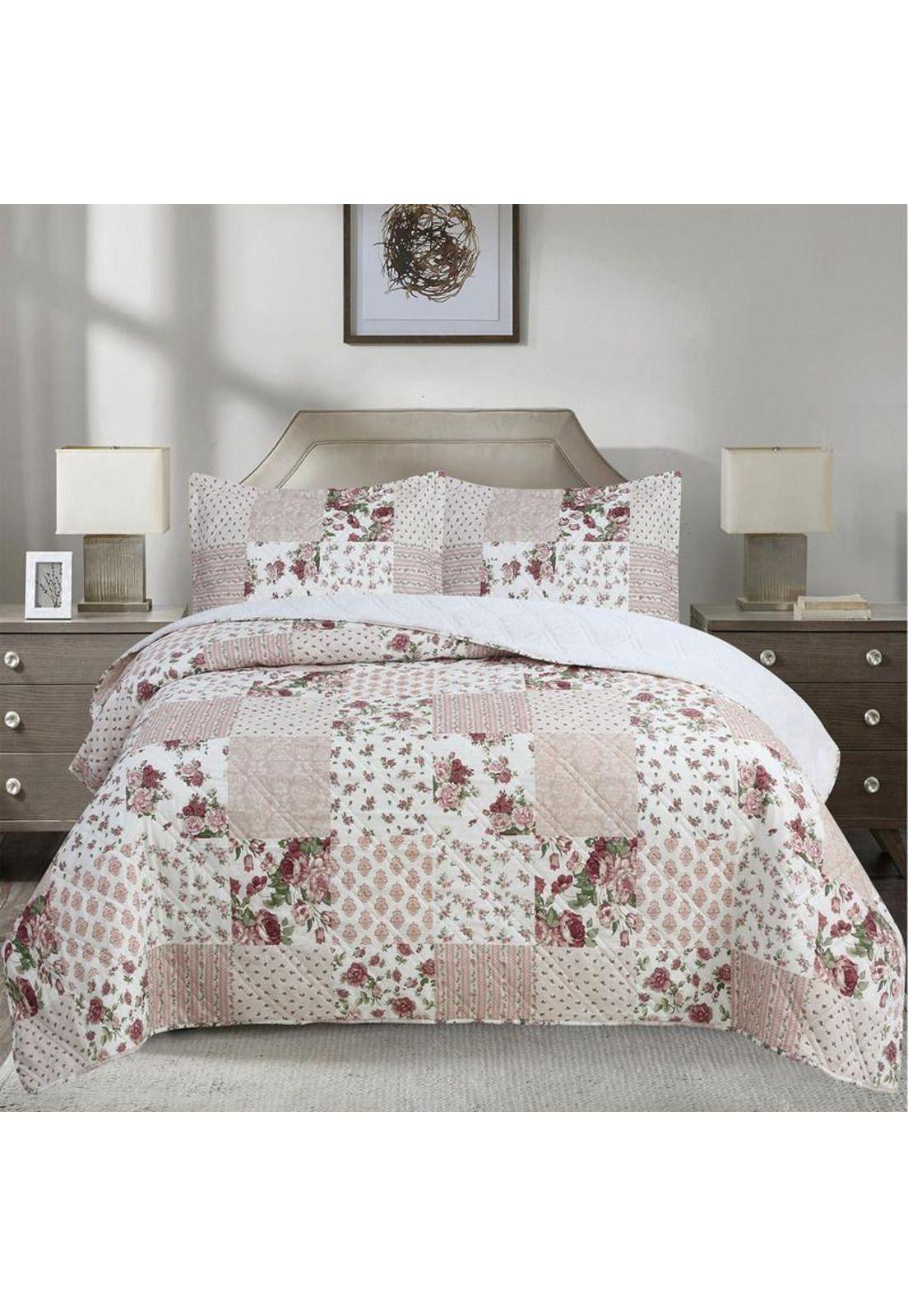 QUILT ANDES SHERPA ESTAMPADO PATCHWORK ROSA 1.5 PL-0