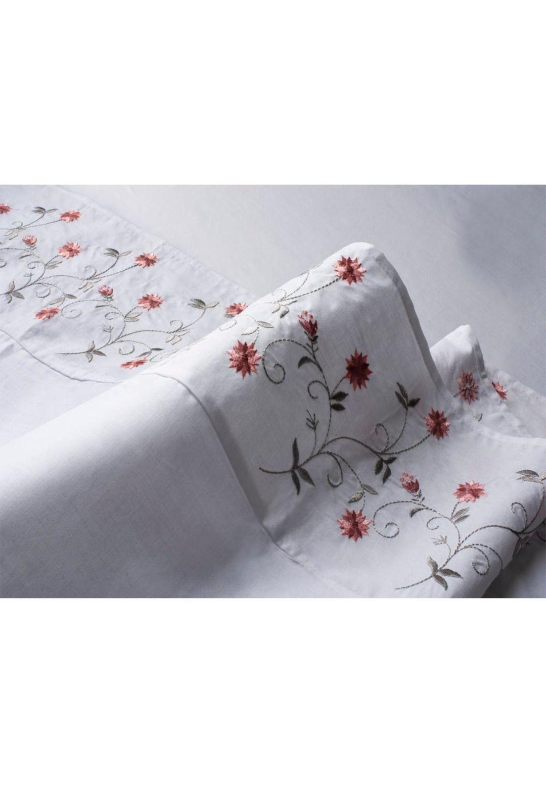 Sábana Andes 144 hilos bordado rosa 1.5 PL-2