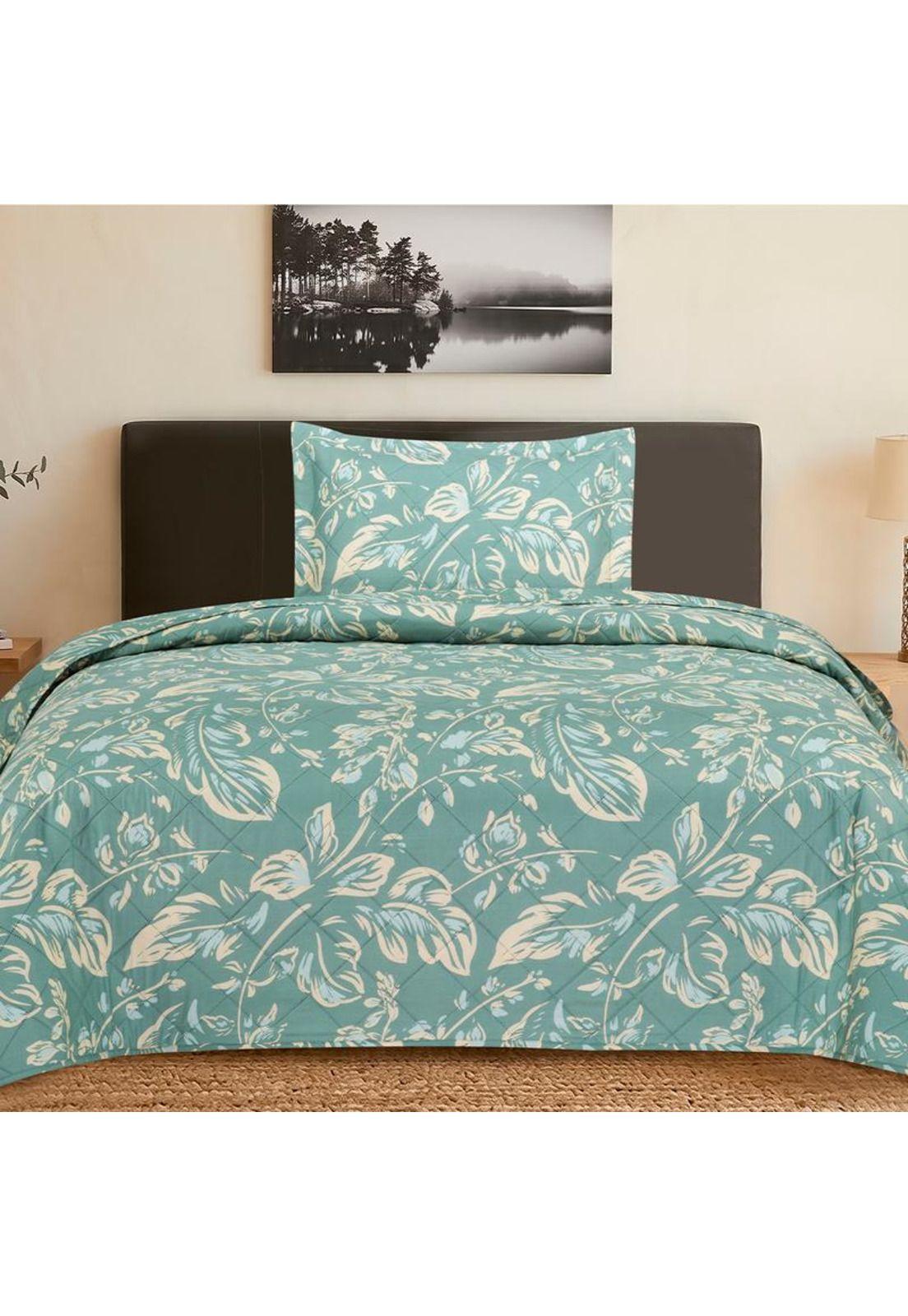 QUILT ANDES ESTAMPADO HOJAS AQUA 1.5 PL-0