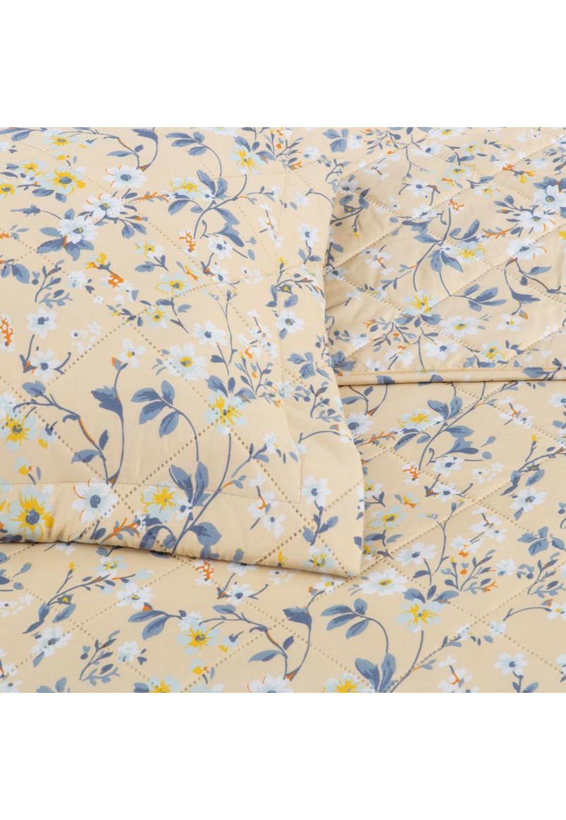 QUILT ANDES ESTAMPADO FLOR BEIGE 1.5 PL-1