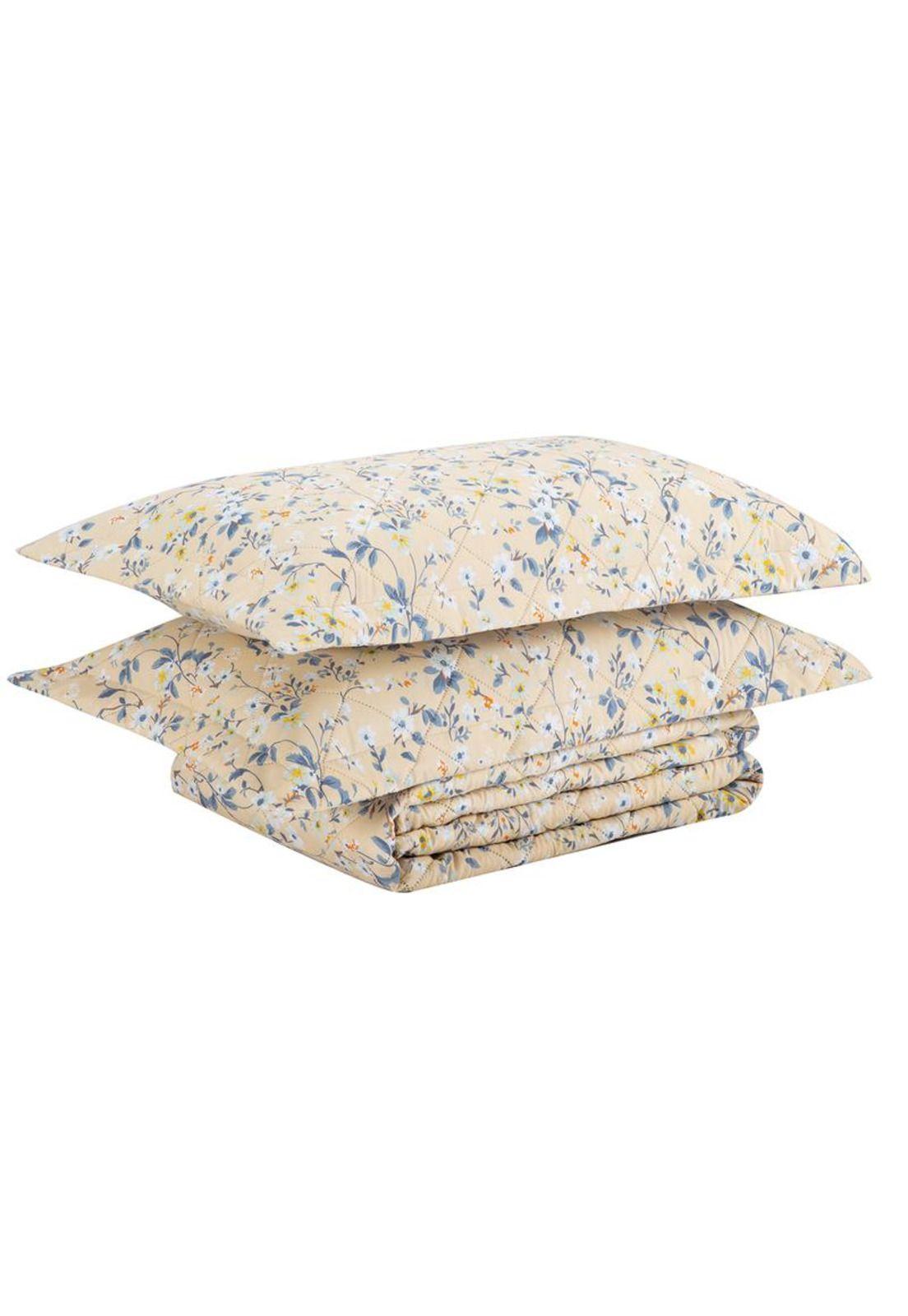 QUILT ANDES ESTAMPADO FLOR BEIGE 1.5 PL-3