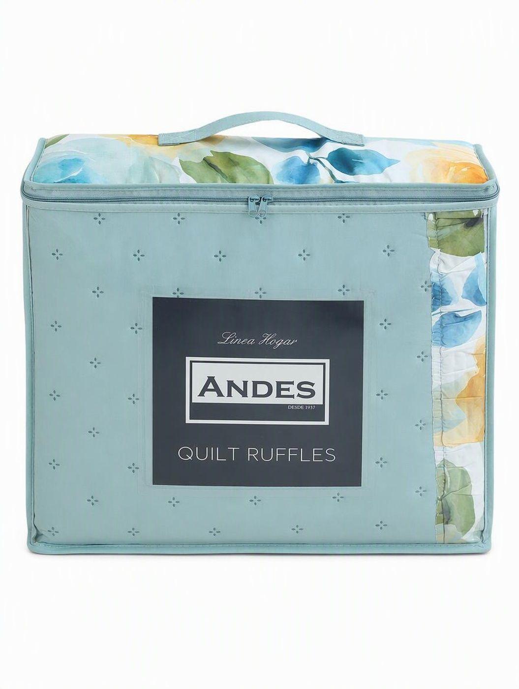 QUILT ANDES RUFFLES AQUA KING-0