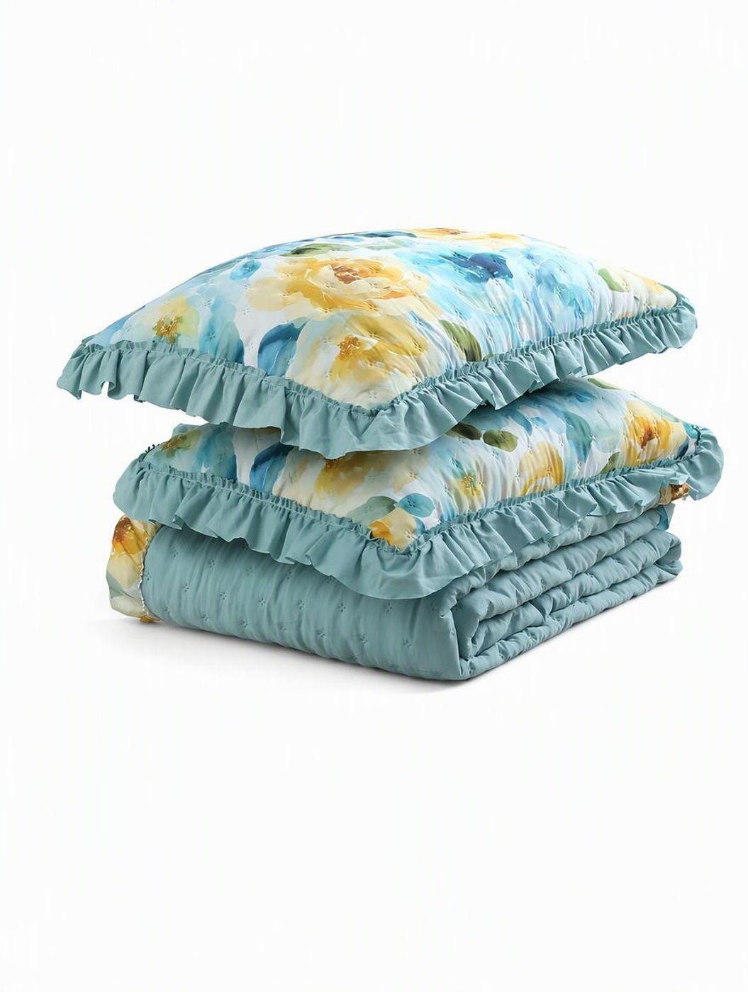 QUILT ANDES RUFFLES AQUA KING-2