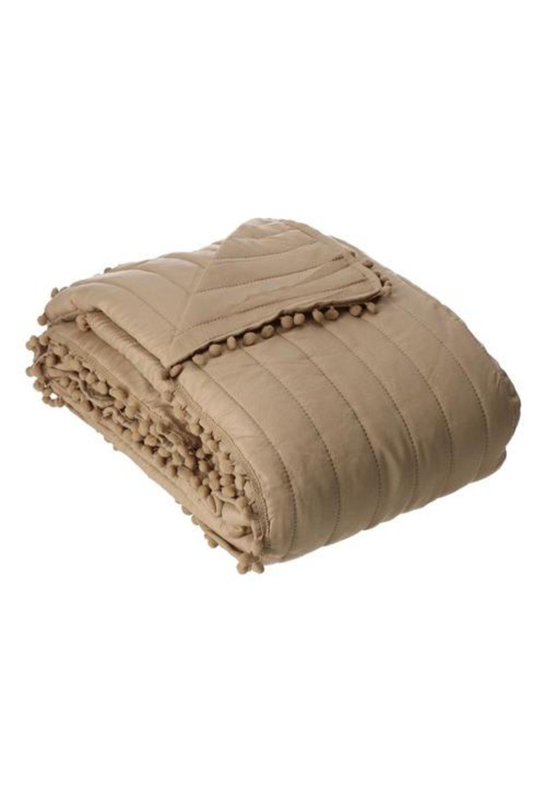 QUILT ANDES POM POM TAUPE 1.5 PLAZAS-2