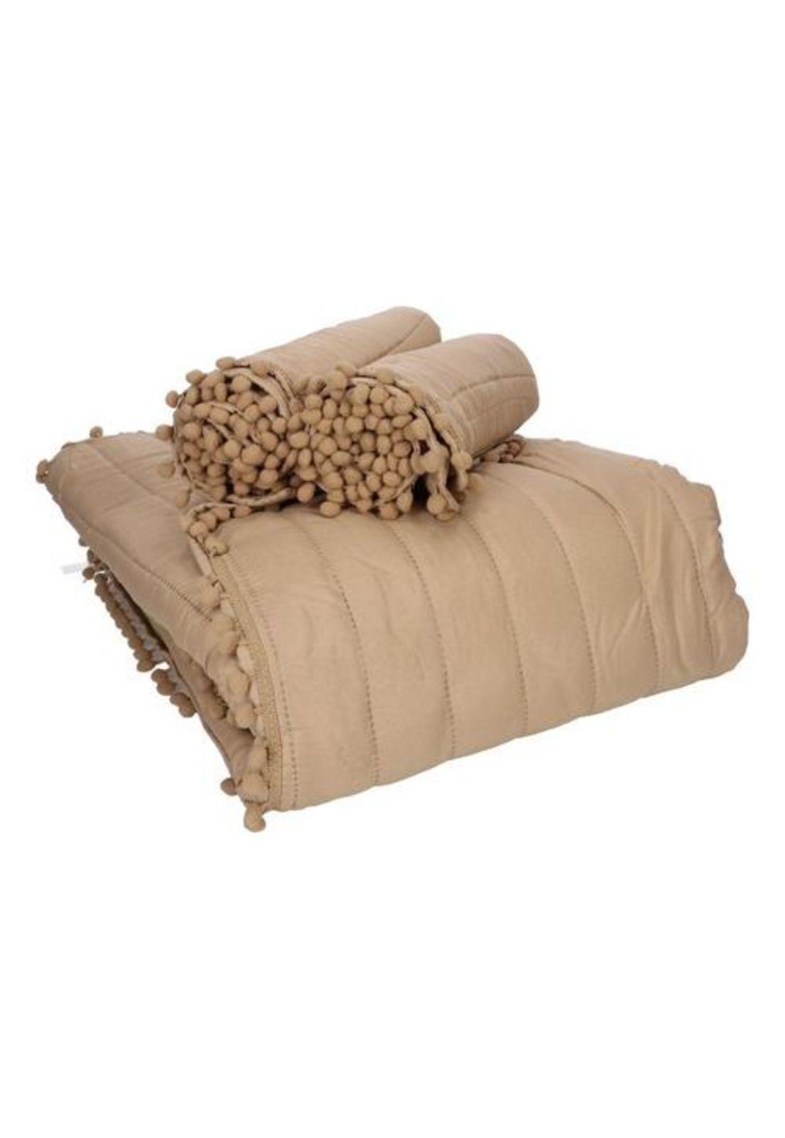 QUILT ANDES POM POM TAUPE 1.5 PLAZAS-4