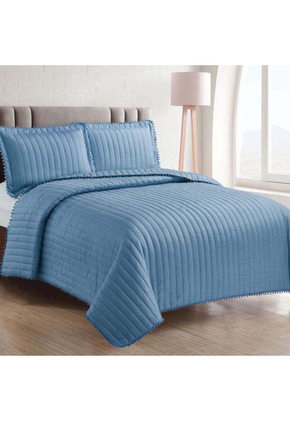 QUILT ANDES POM POM AZUL 2 PLAZAS-0
