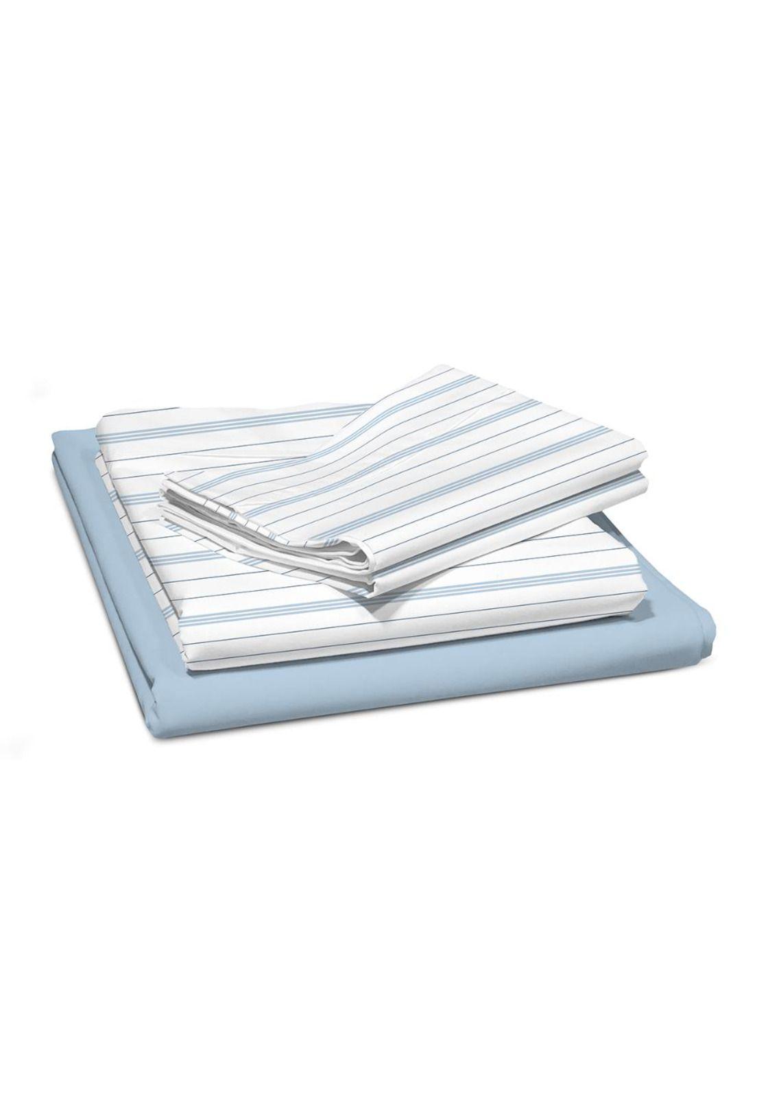 Sabanas Andes 180 Hilos Estampada Lineas Celeste-2