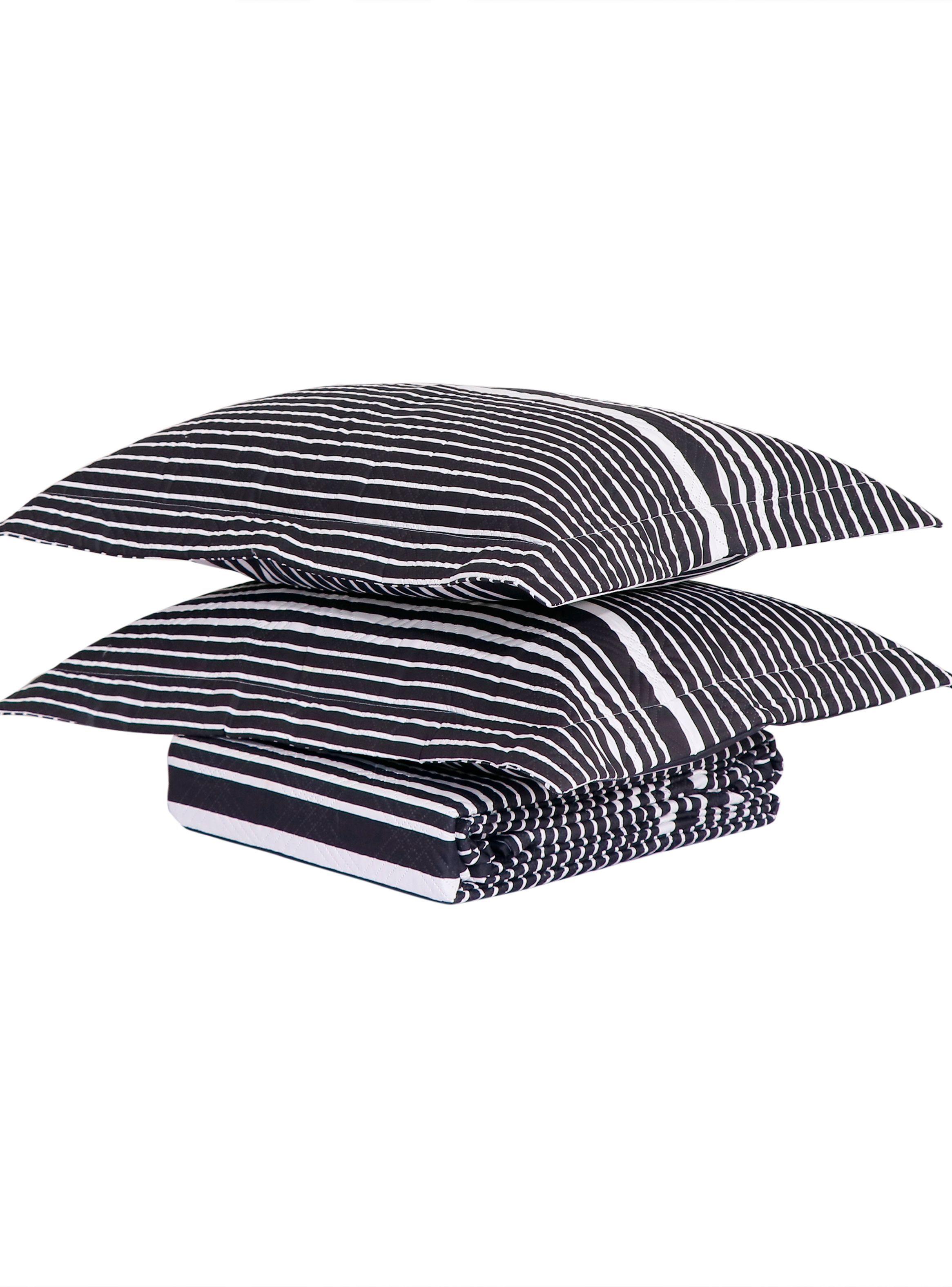 QUILT ANDES ESTAMPADO LISTADO NEGRO 2 PLAZAS-2
