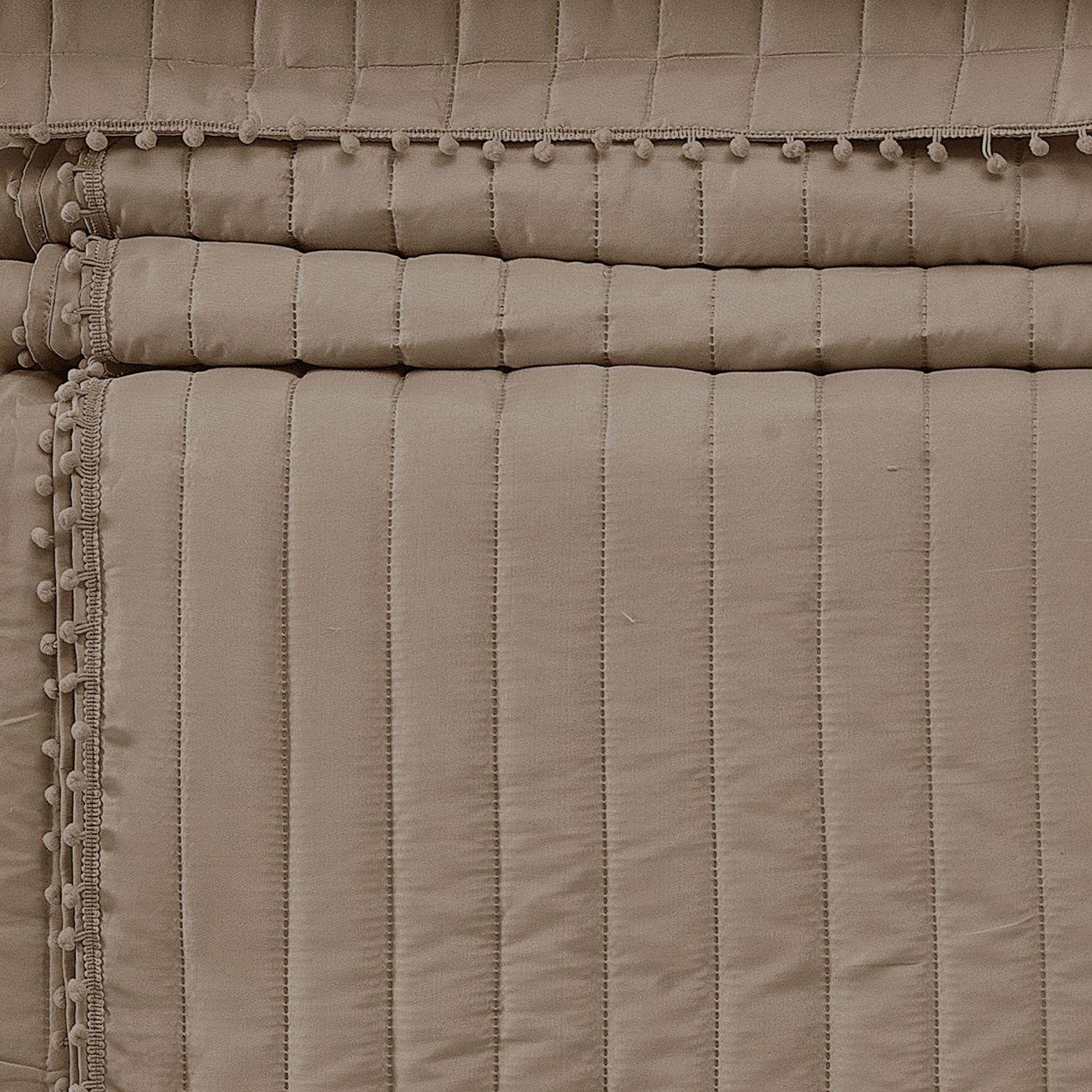 QUILT ANDES POM POM  TAUPE KING-2