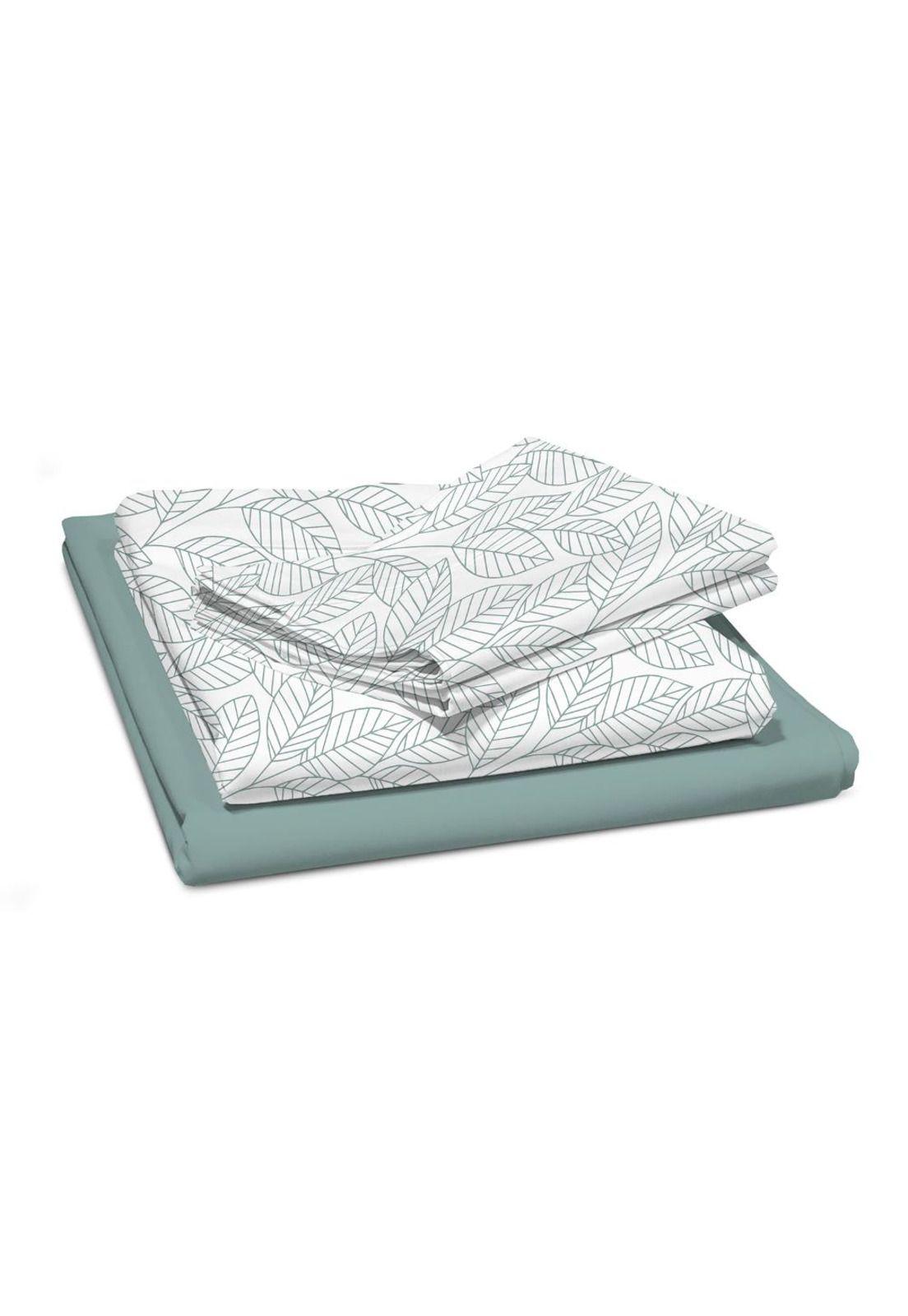 Sabanas Andes 180 Hilos Estampada Hojas Verde-2
