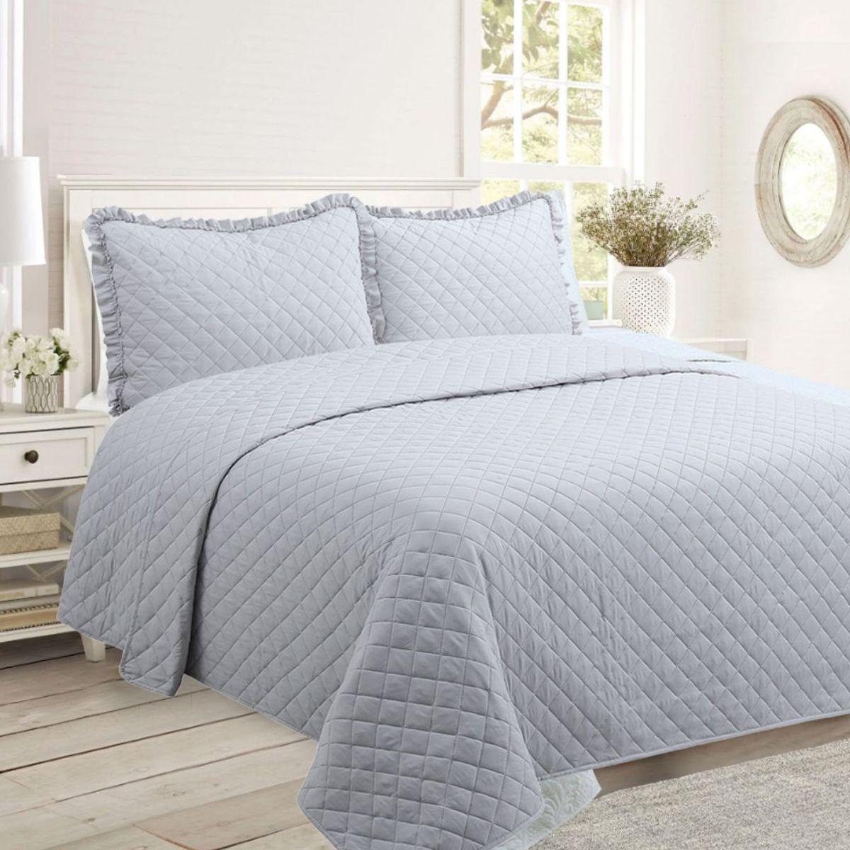 QUILT ROMANTIC KING GRIS-0
