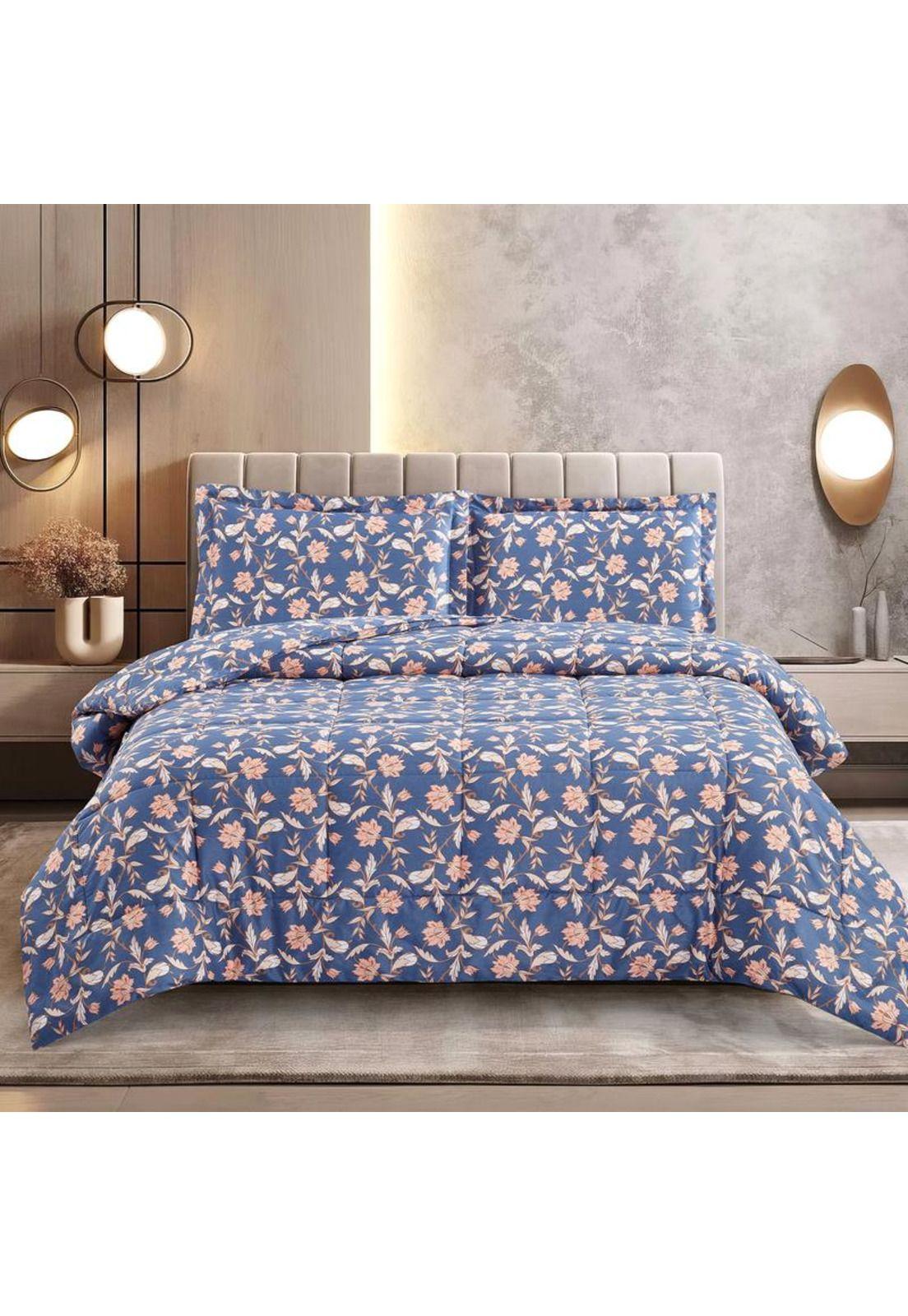 PLUMON ANDES ESTAMPADO FLOR AZUL 26 2 PLAZAS-0