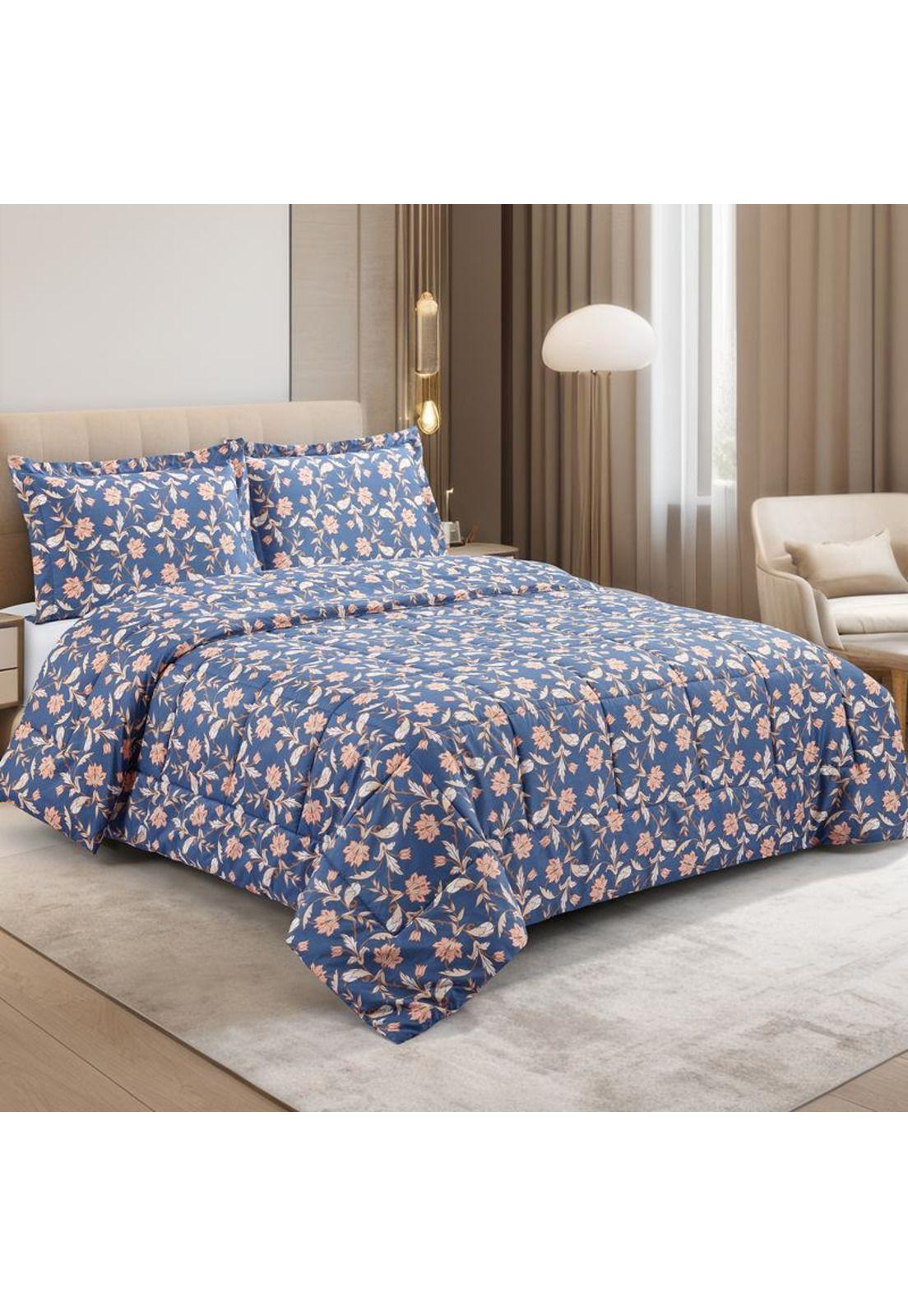 PLUMON ANDES ESTAMPADO FLOR AZUL 26 2 PLAZAS-1