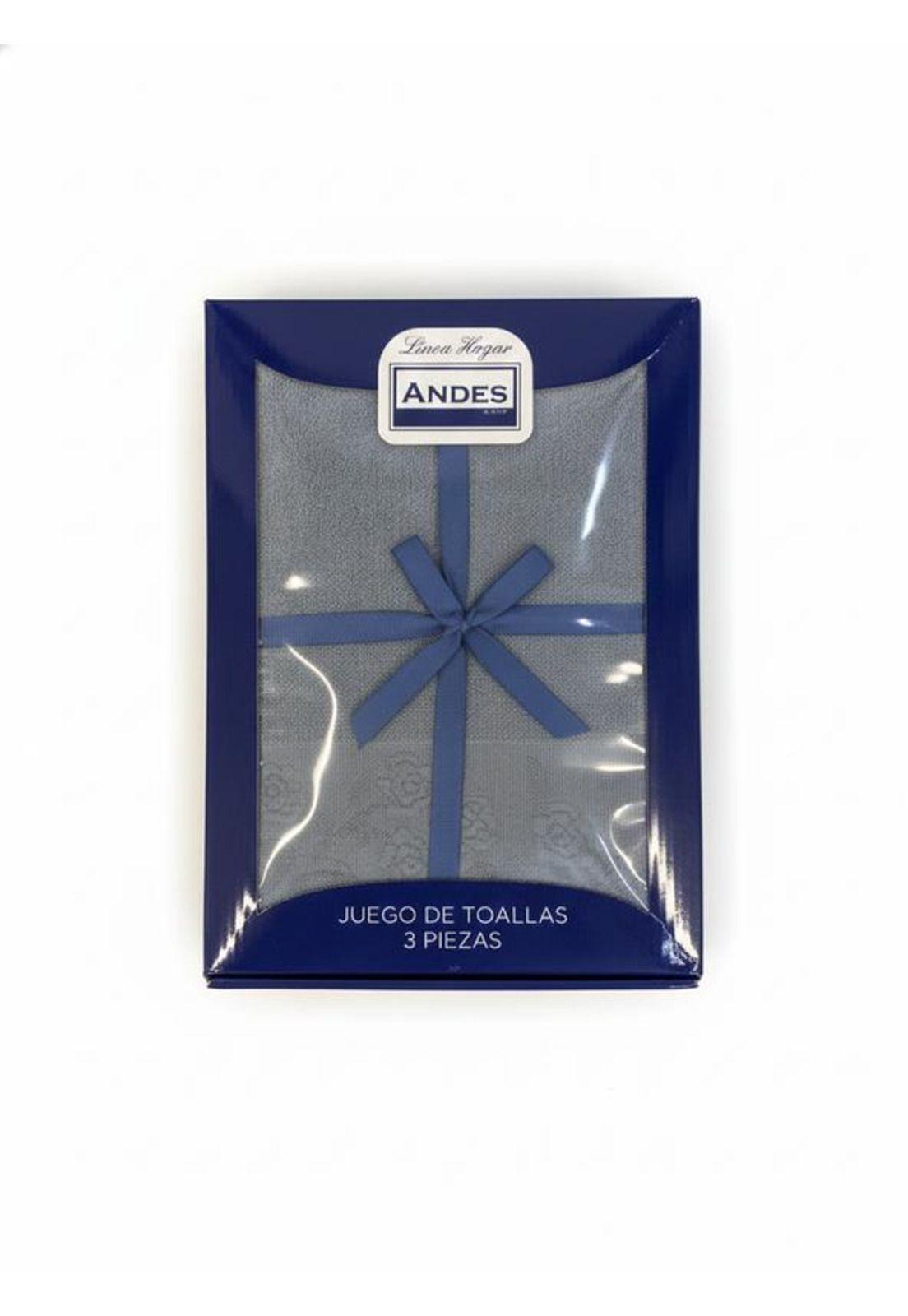 JUEGO TOALLA ANDES 3 PIEZAS ROSAS AZUL-2