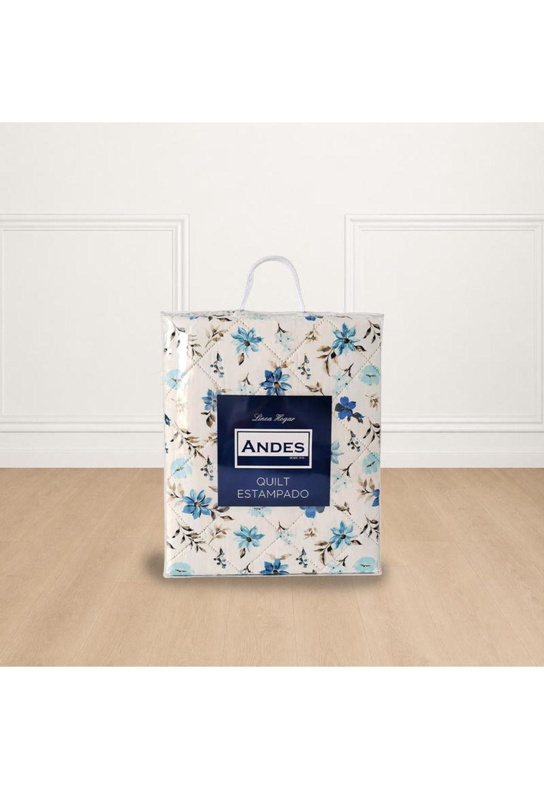 QUILT ANDES ESTAMPADO FLOR AZUL 2 PL-2
