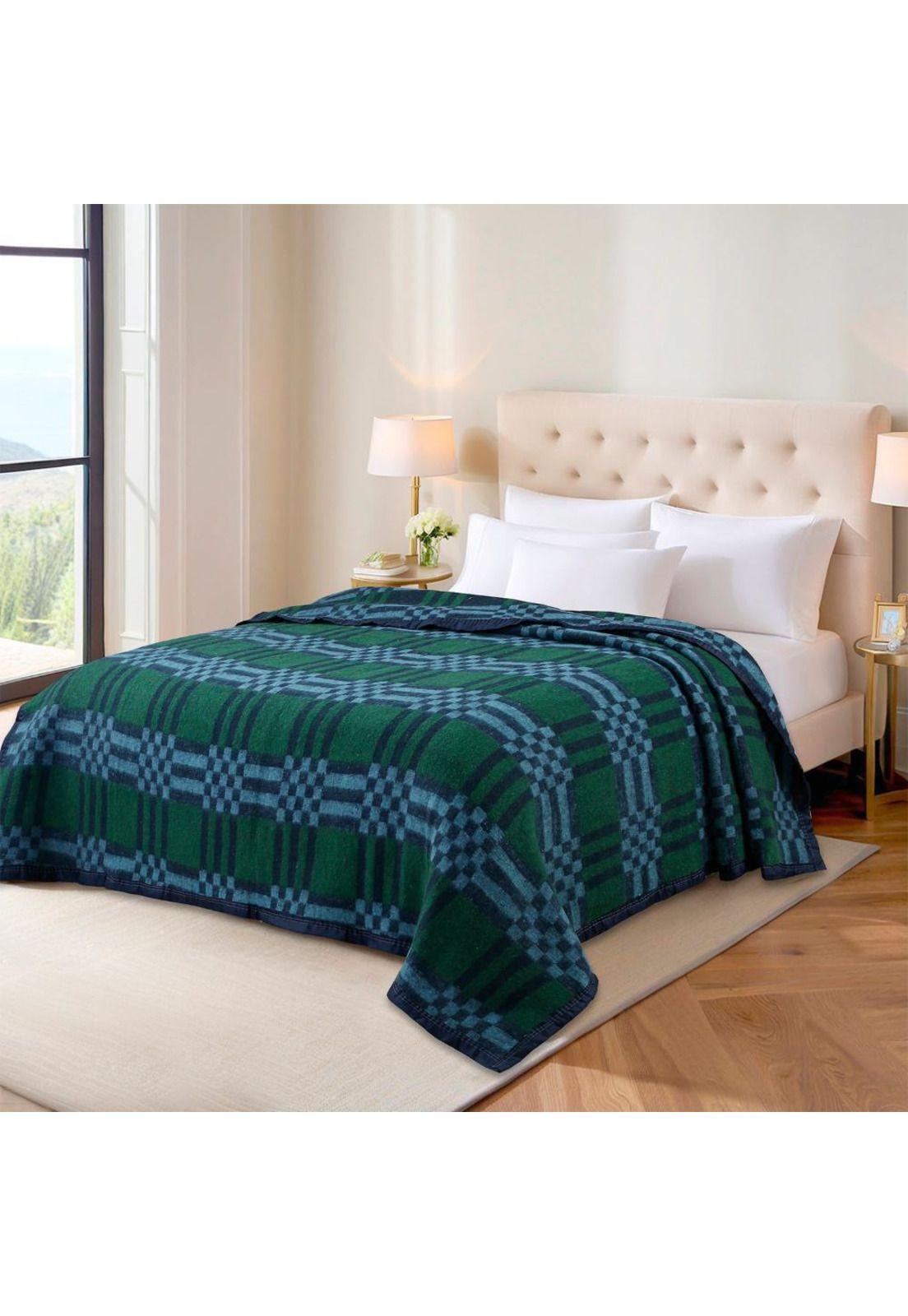 Frazada Andes Classic Escoces Azul 2 Plazas-3