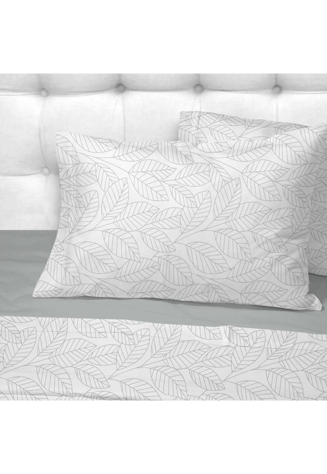 Sabanas Andes 180 Hilos Estampada Hojas Gris King-2