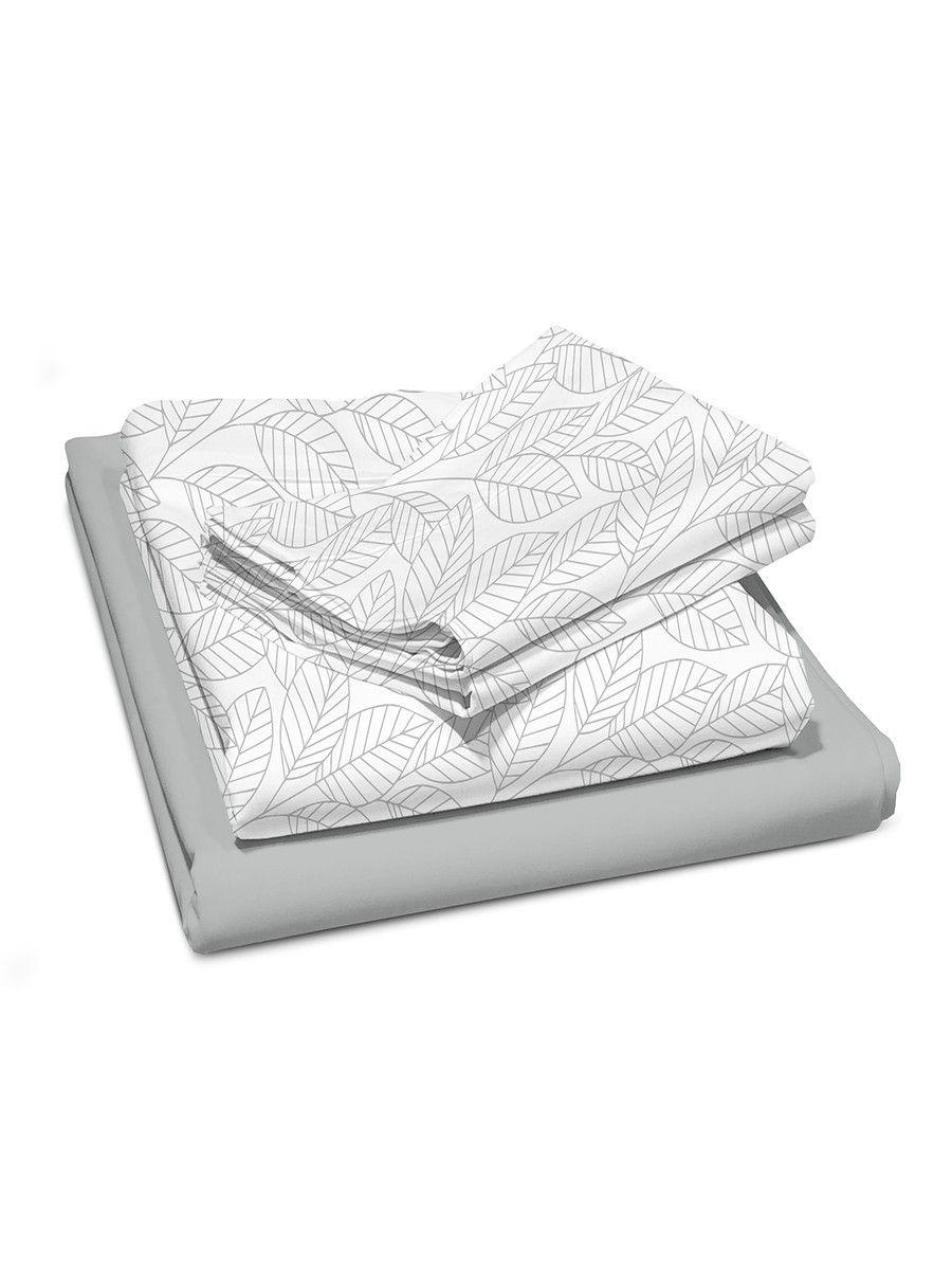 Sabanas Andes 180 Hilos Estampada Hojas Gris King-0