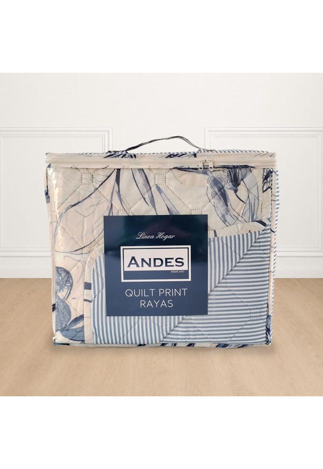 QUILT ANDES PRINTED RAYAS AZUL 1.5 PLAZAS-2