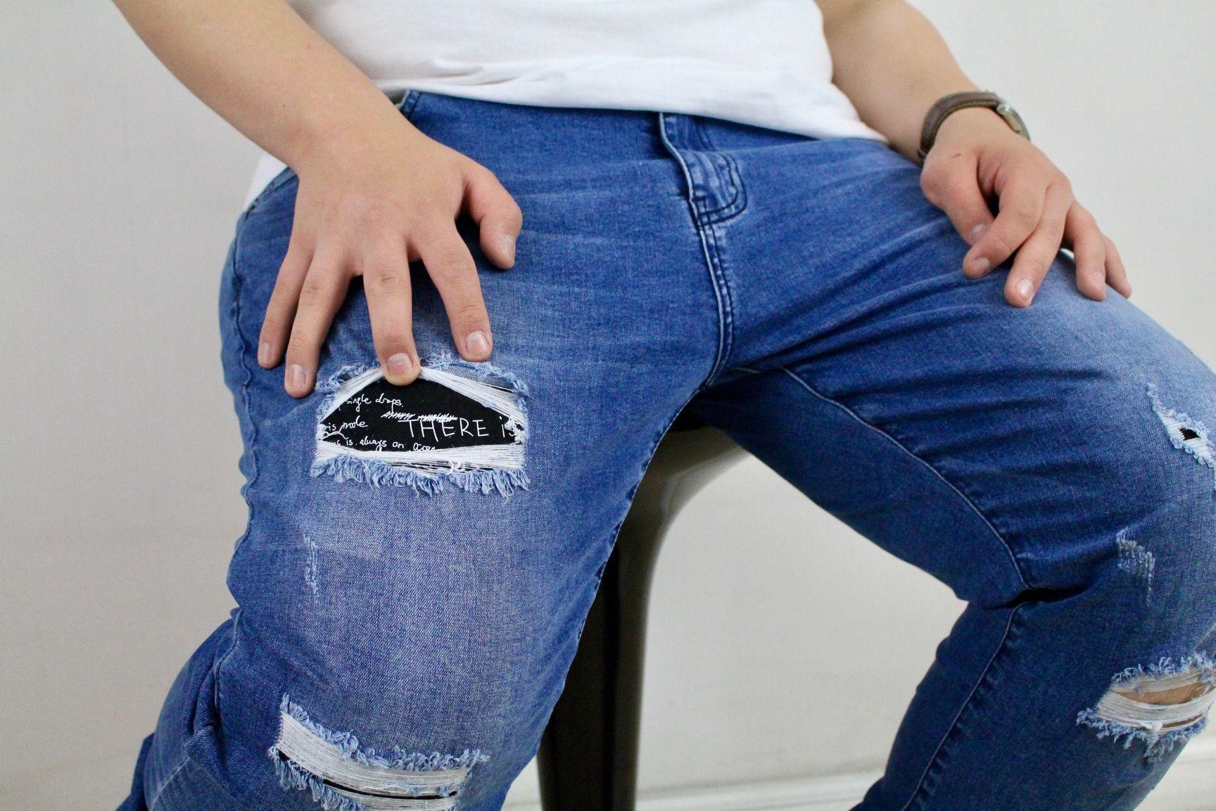 Jeans Rasgado Azul Talla Grande Hombre Plus Size -2