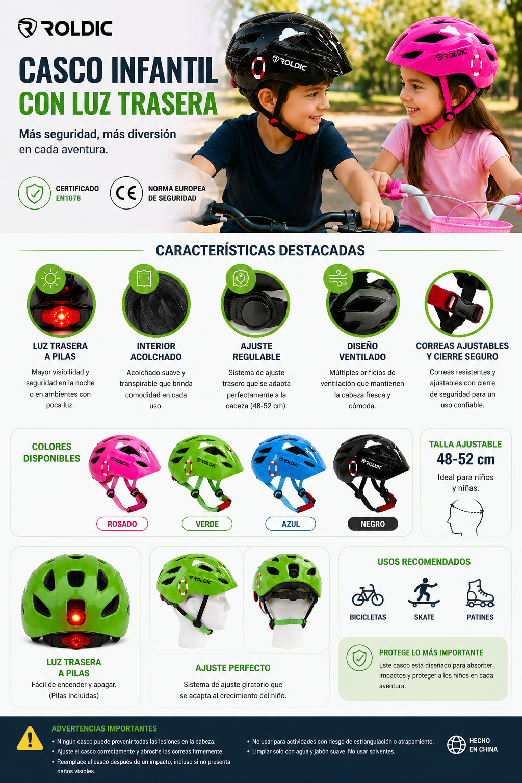 CASCO BICICLETA NI O 48 52 CM AZUL CON LUZ TRASERA-1