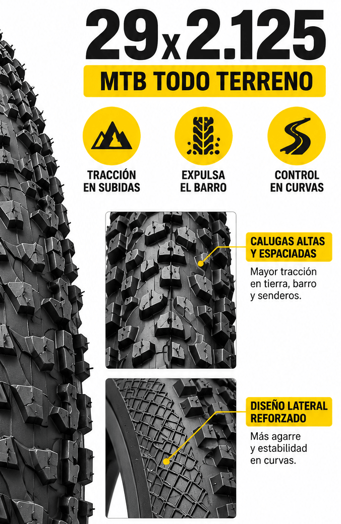 PACK 2 NEUMÁTICOS Y 2 CÁMARAS ARO 29X2.125 ROLDIC-2