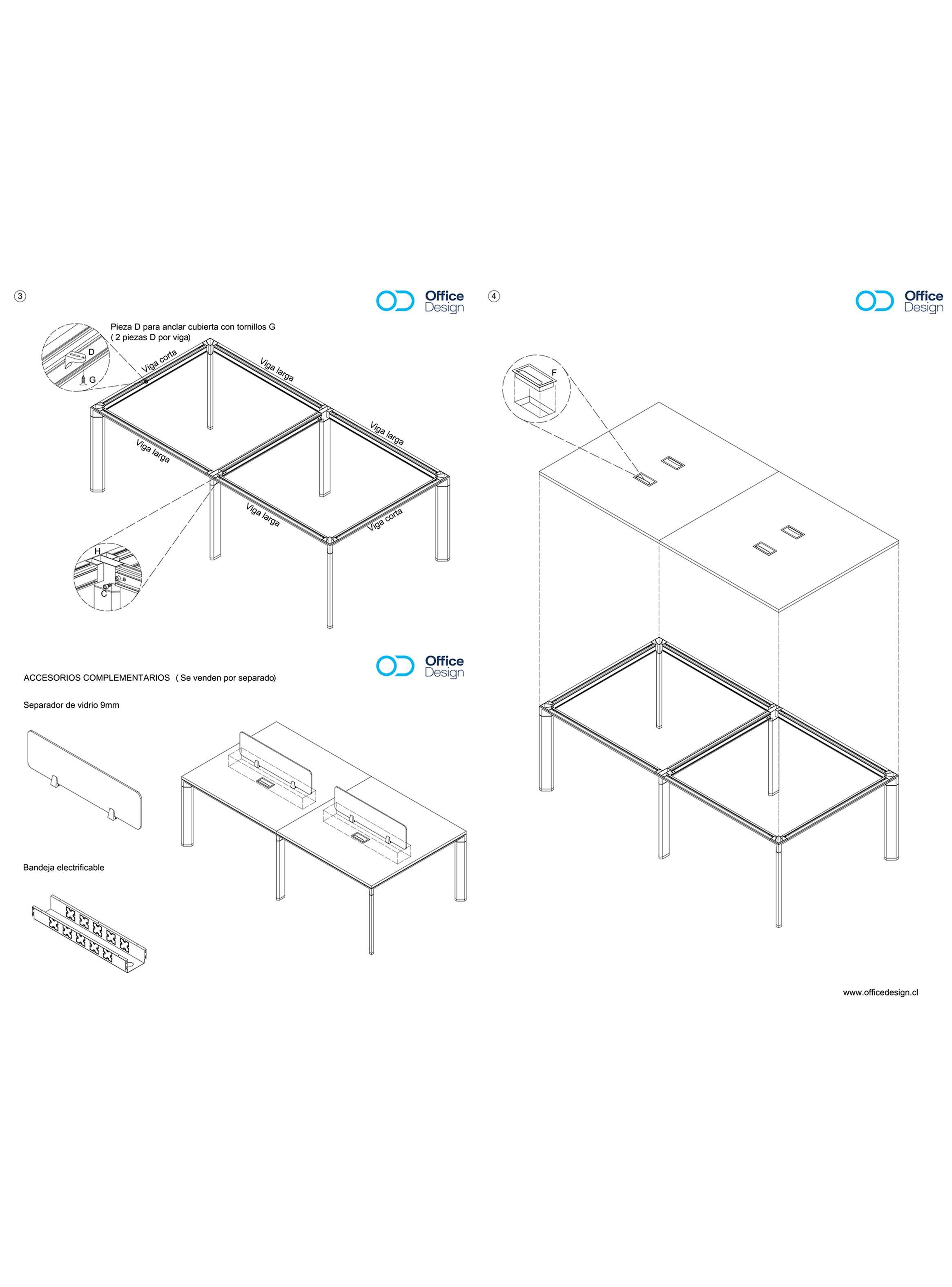 Bench Escritorio 4 puestos 240x120x75cm - Modelo Premium-3