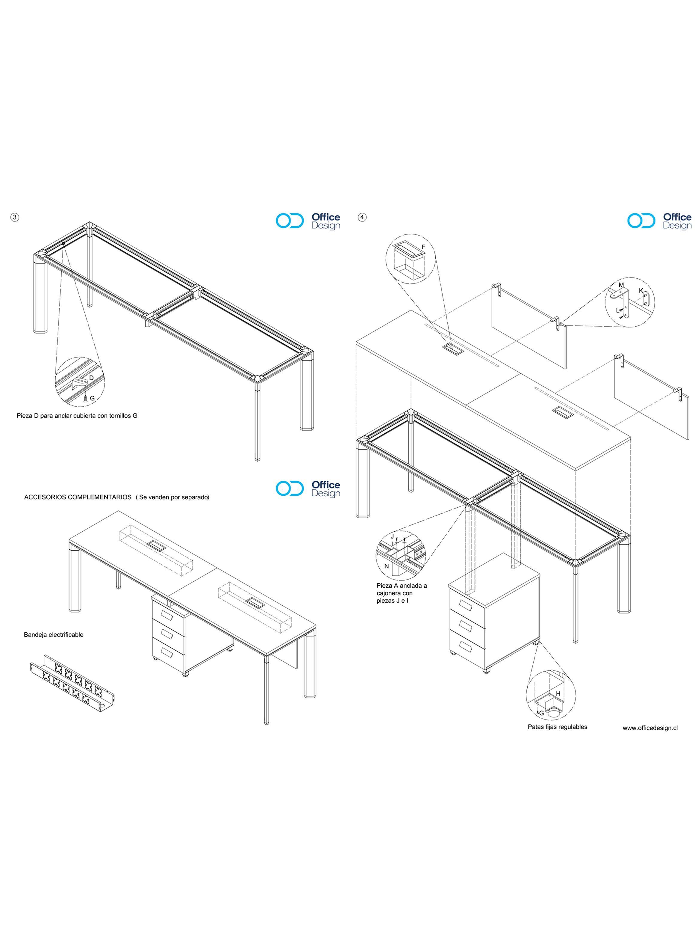 Bench 2 puestos en linea Escritorio Premium 240x60cm-2