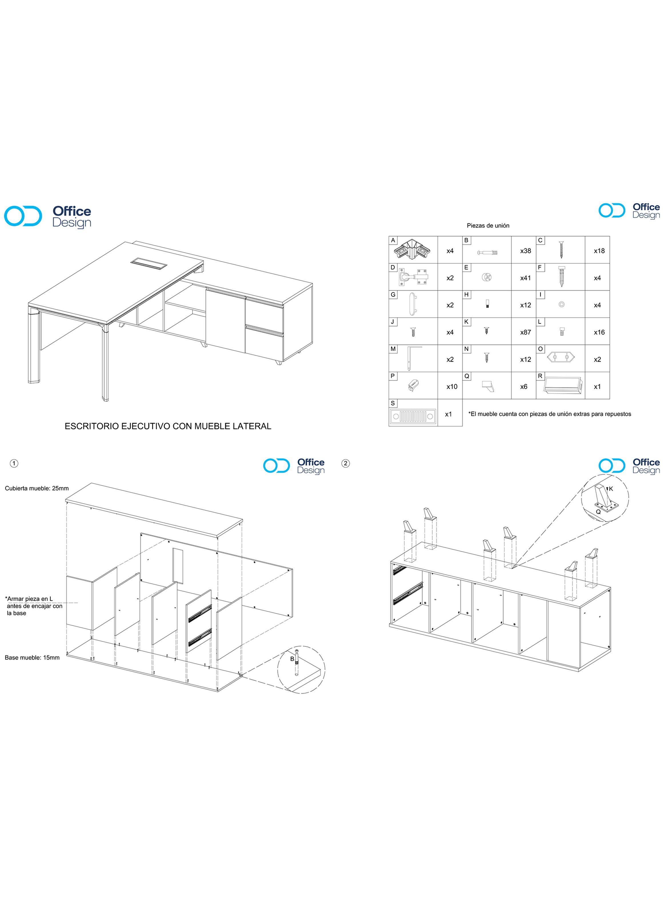Escritorio ejecutivo Premium 1 persona - Mueble lateral derecho-2
