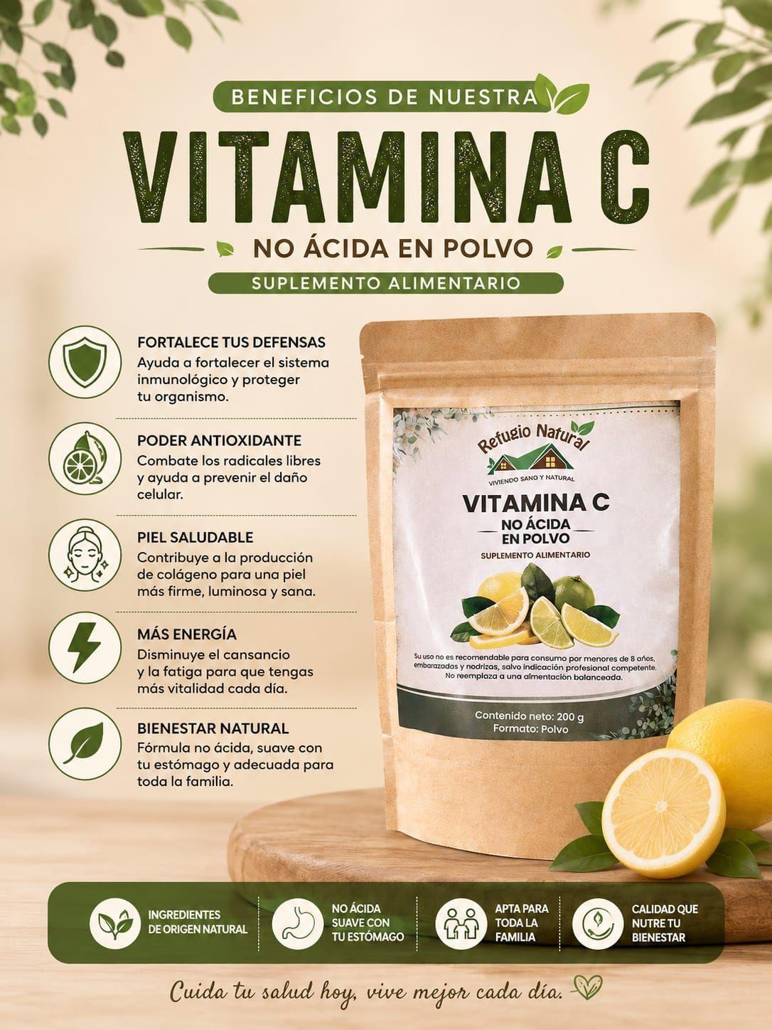 Vitamina c no acida 200 grs-2