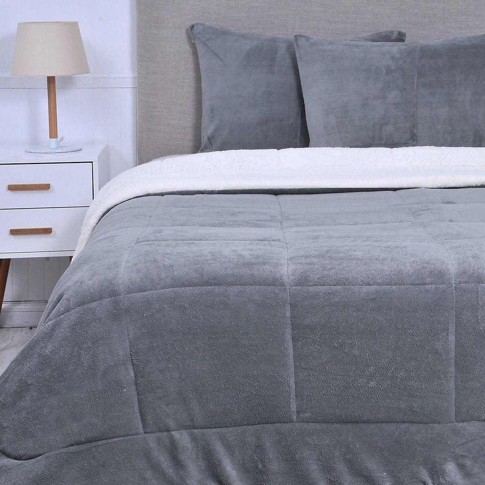 Plumón Coral Sherpa 2 Plazas Gris-0