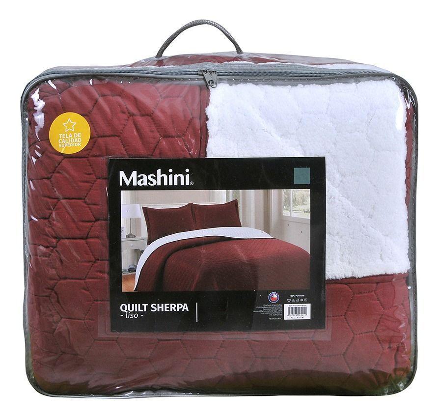 Quilt sherpa 2 plazas burdeo-3
