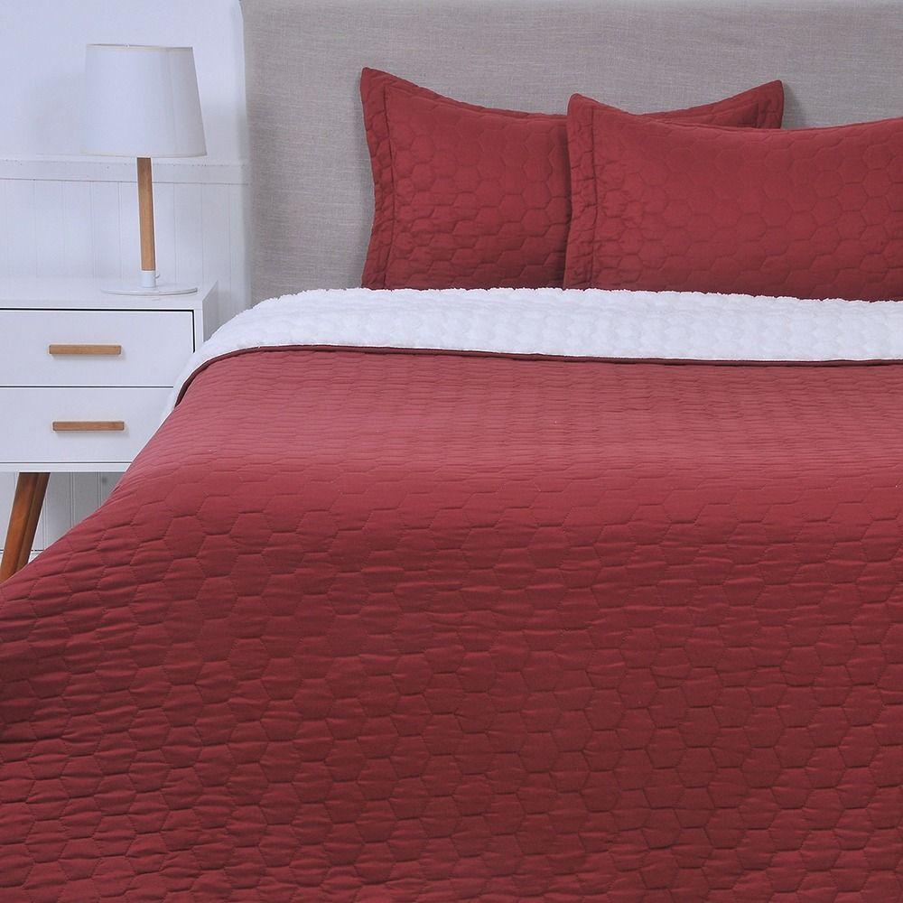 Quilt sherpa 2 plazas burdeo-0