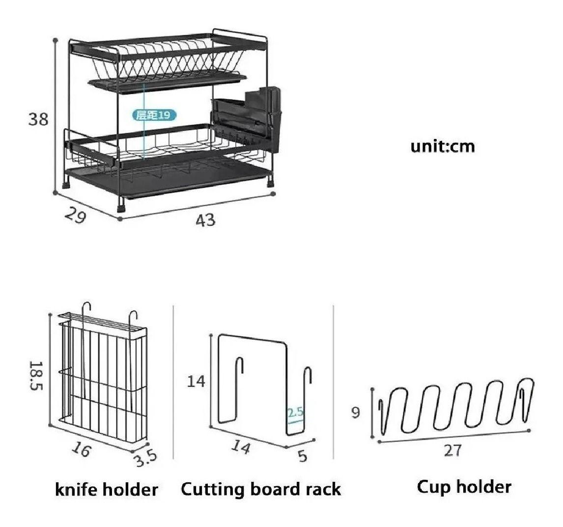 ESCURRIDOR DE METAL 2 NIVELES NEGRO ELEGANT-2