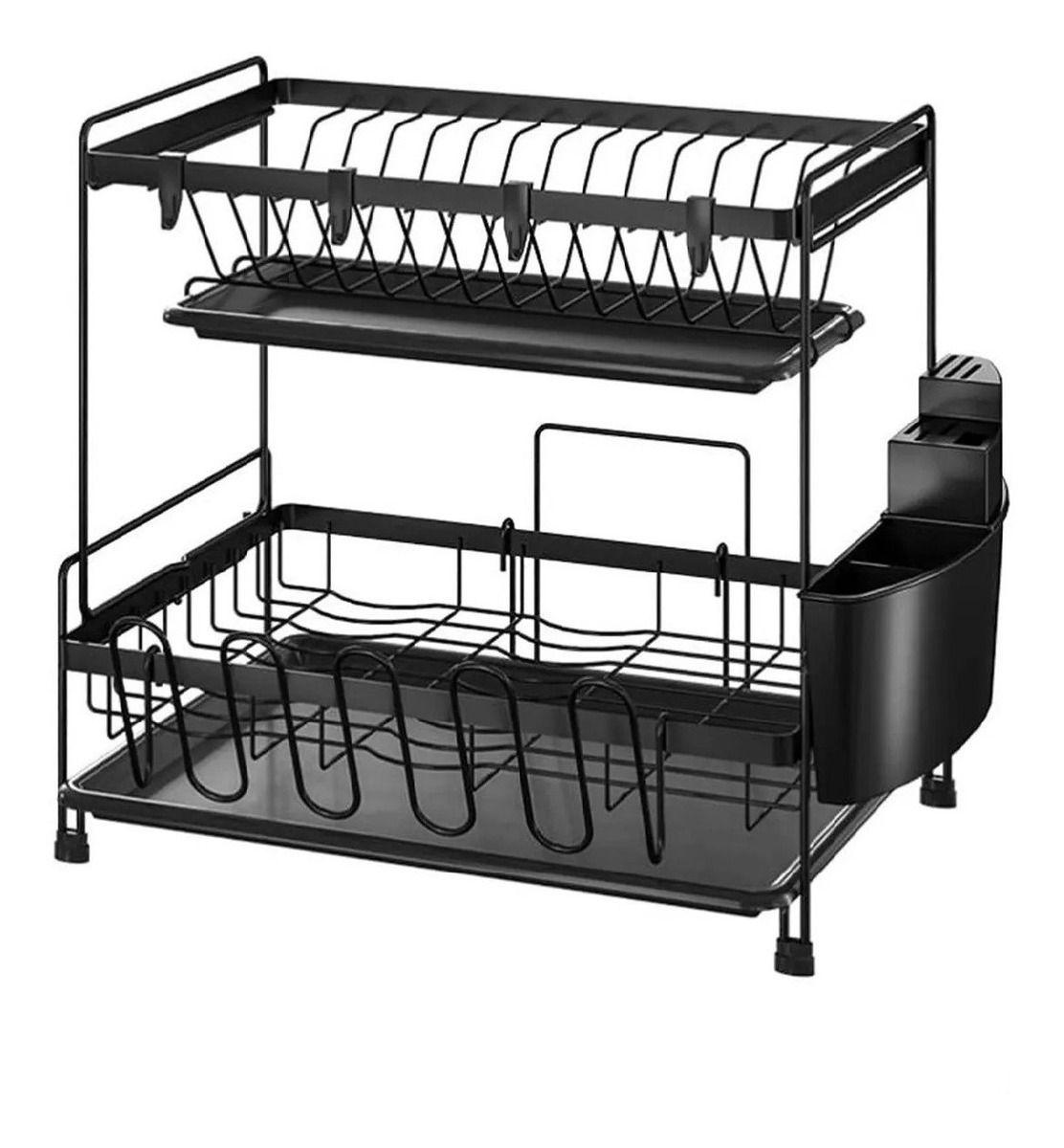 ESCURRIDOR DE METAL 2 NIVELES NEGRO ELEGANT-0