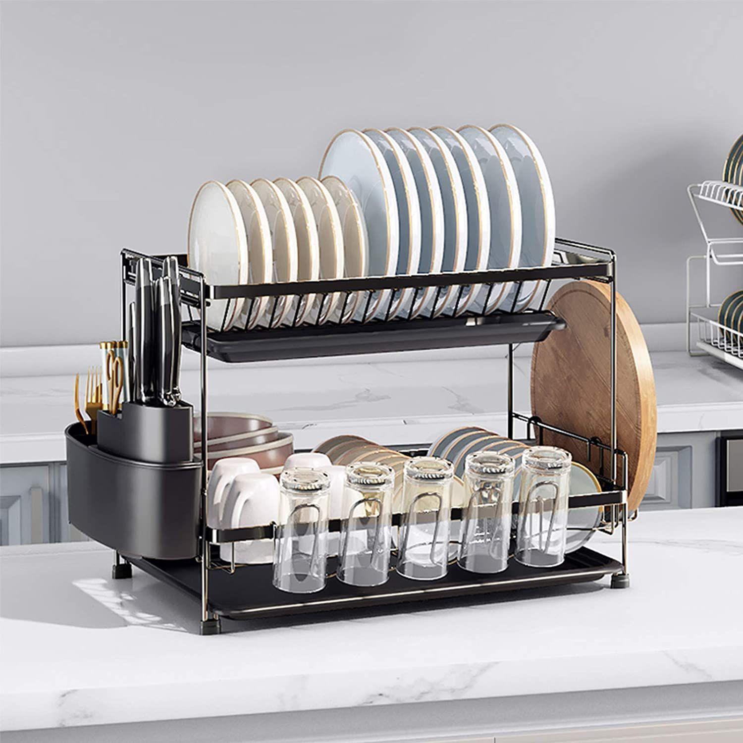 ESCURRIDOR DE METAL 2 NIVELES NEGRO ELEGANT-1