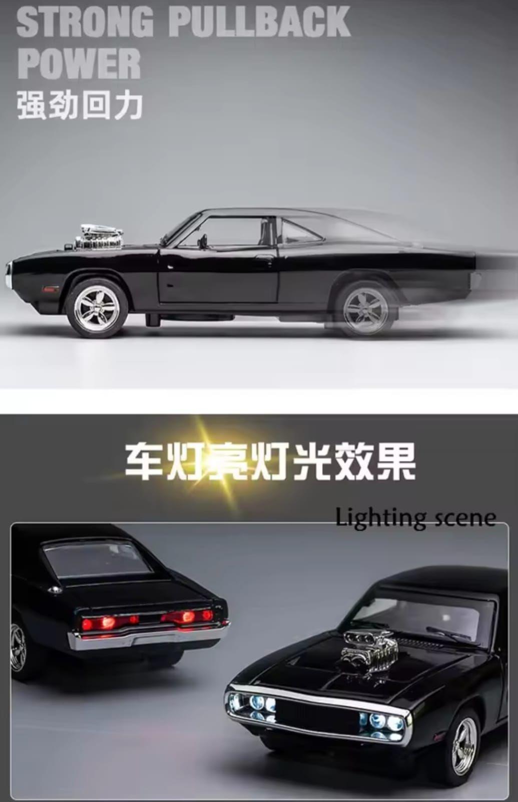Vehículo de colección Dodge Charger 1970 FF auto color negro-4
