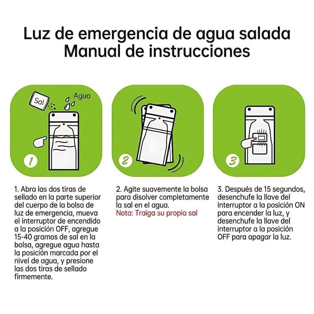 Lampara de Emergencia LED Sustentable Activacion por Agua Salada-3