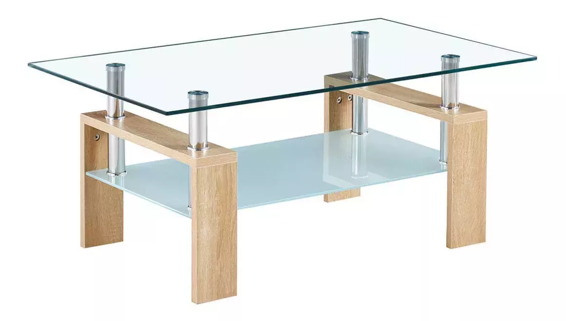MESA LATERAL O DE CENTRO TOPE DE VIDRIO RECTANGULAR 100CM -2