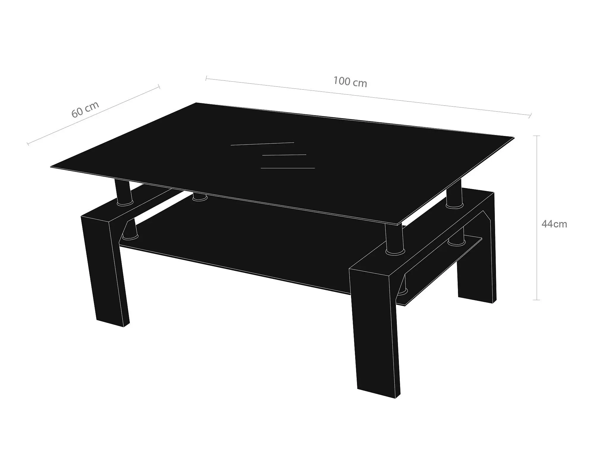 MESA LATERAL O DE CENTRO TOPE DE VIDRIO RECTANGULAR 100CM -4